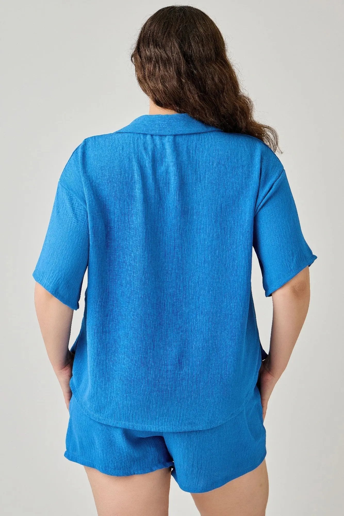 Plus Size 2pc Linen Airflow Btn Down Set - DressAffection
