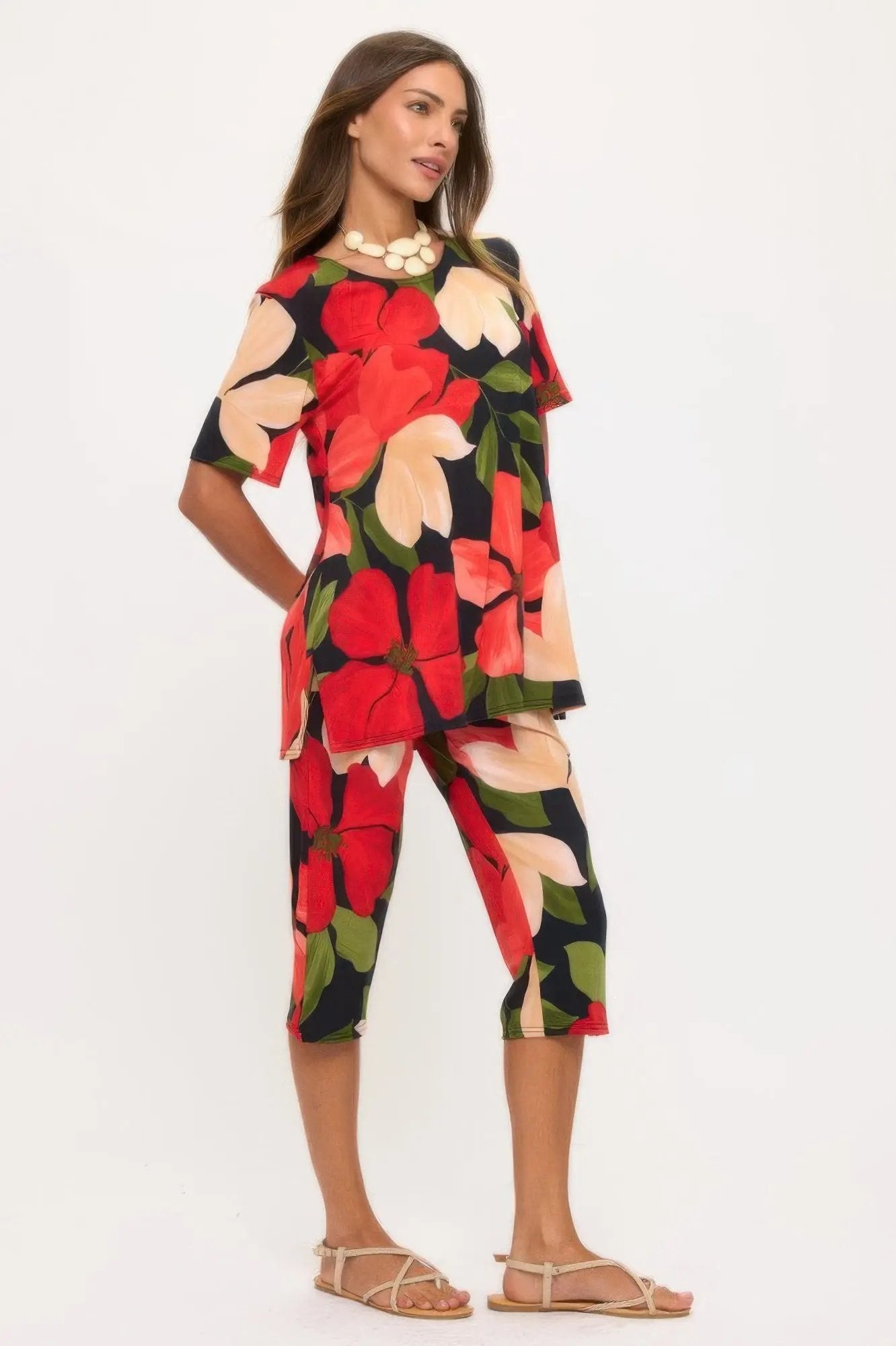 Plus Size Bns Capri Pants Set - DressAffection