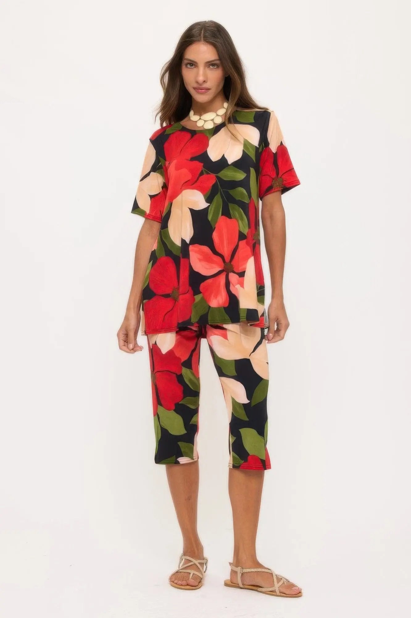 Plus Size Bns Capri Pants Set - DressAffection