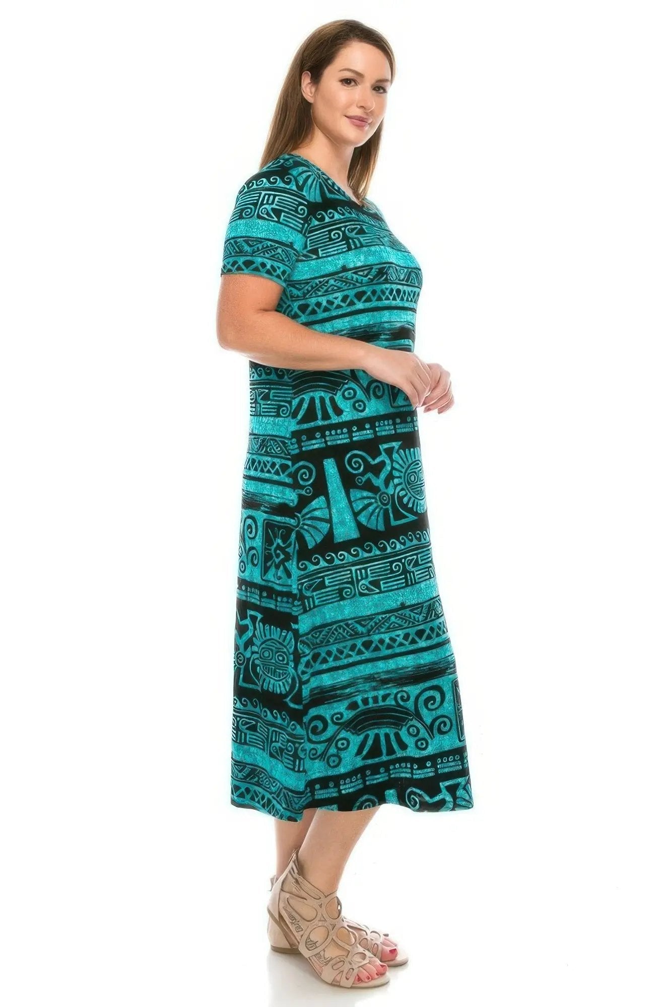Plus Size Bns Print Long Dress - DressAffection