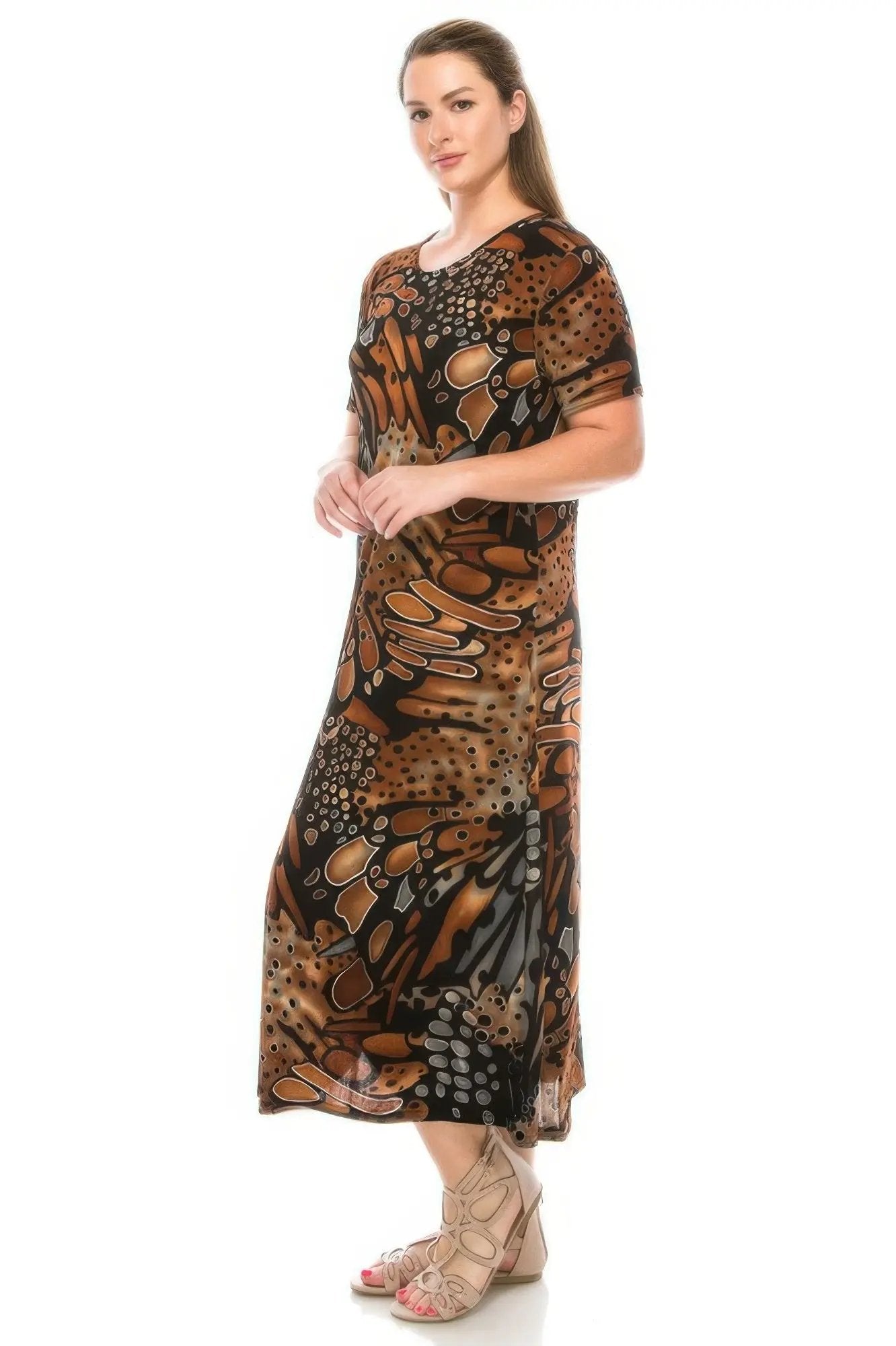 Plus Size Bns Print Long Dress - DressAffection