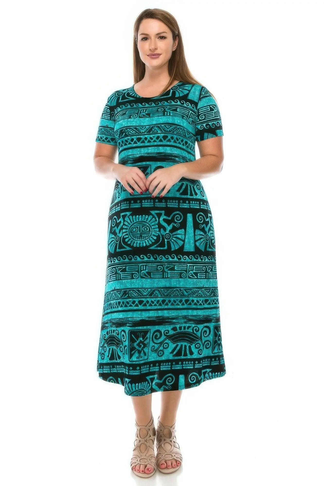Plus Size Bns Print Long Dress - DressAffection