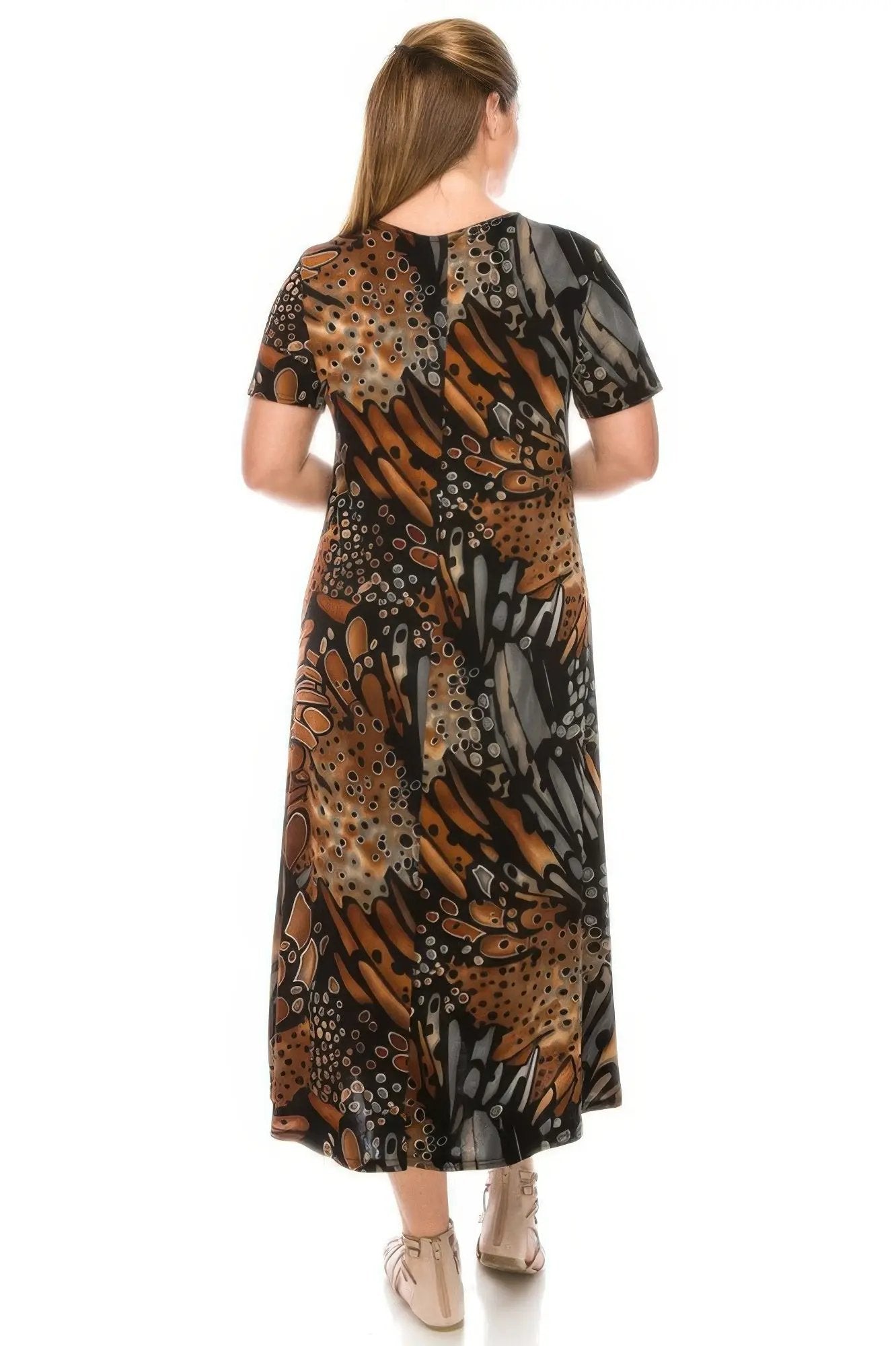 Plus Size Bns Print Long Dress - DressAffection