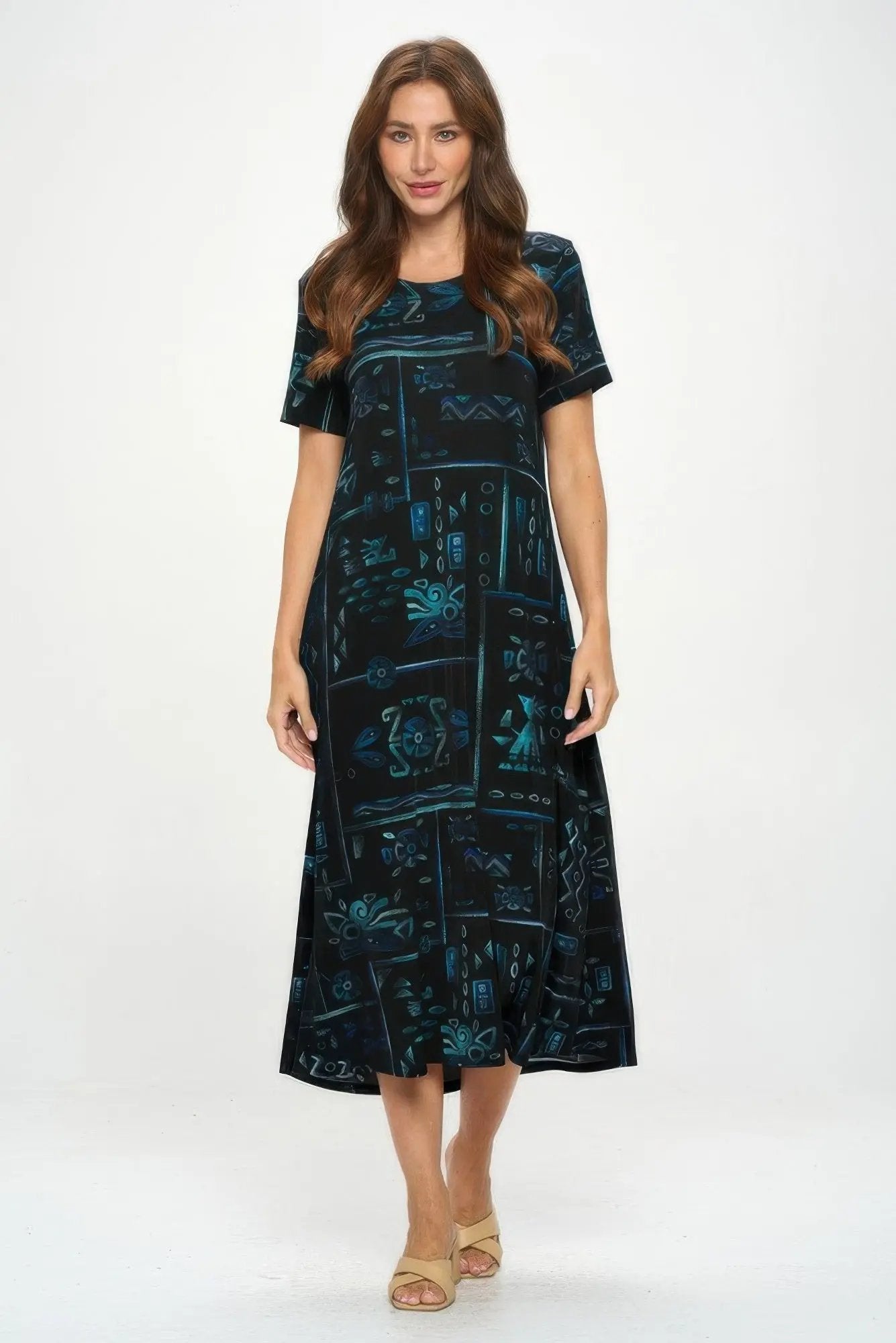 Plus Size Bns Print Long Dress - DressAffection
