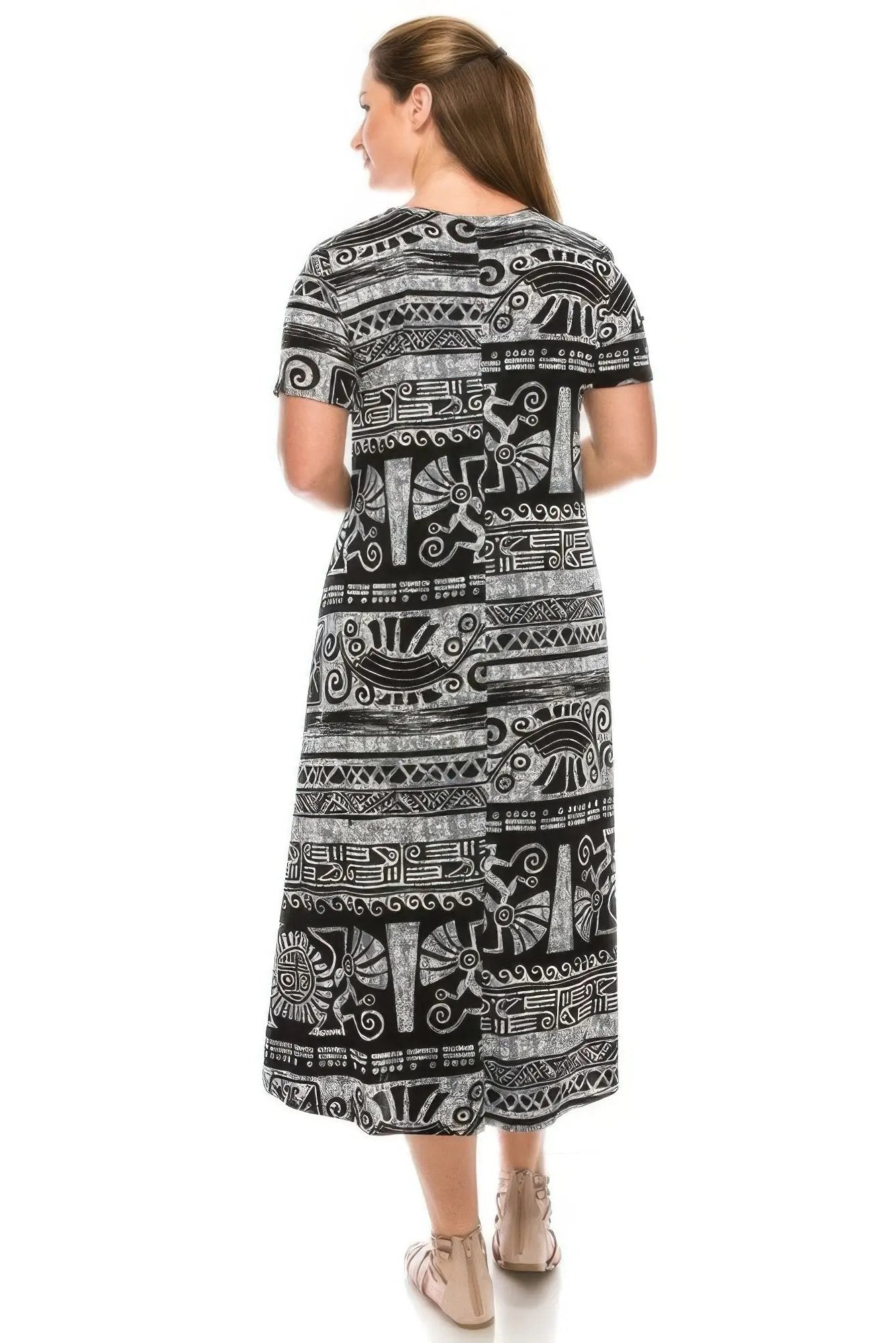 Plus Size Bns Print Long Dress - DressAffection