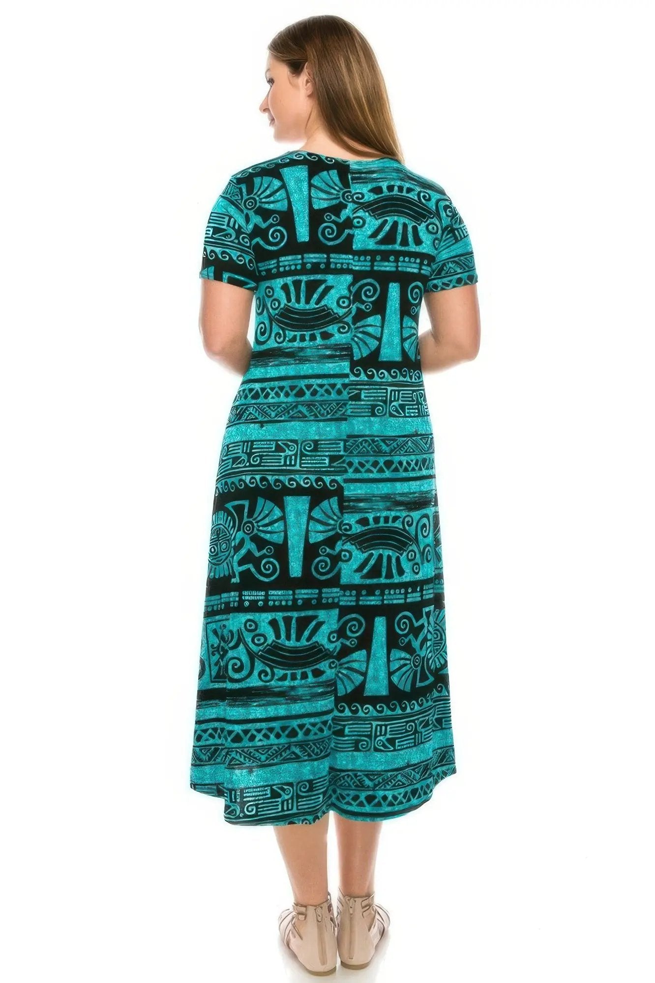 Plus Size Bns Print Long Dress - DressAffection