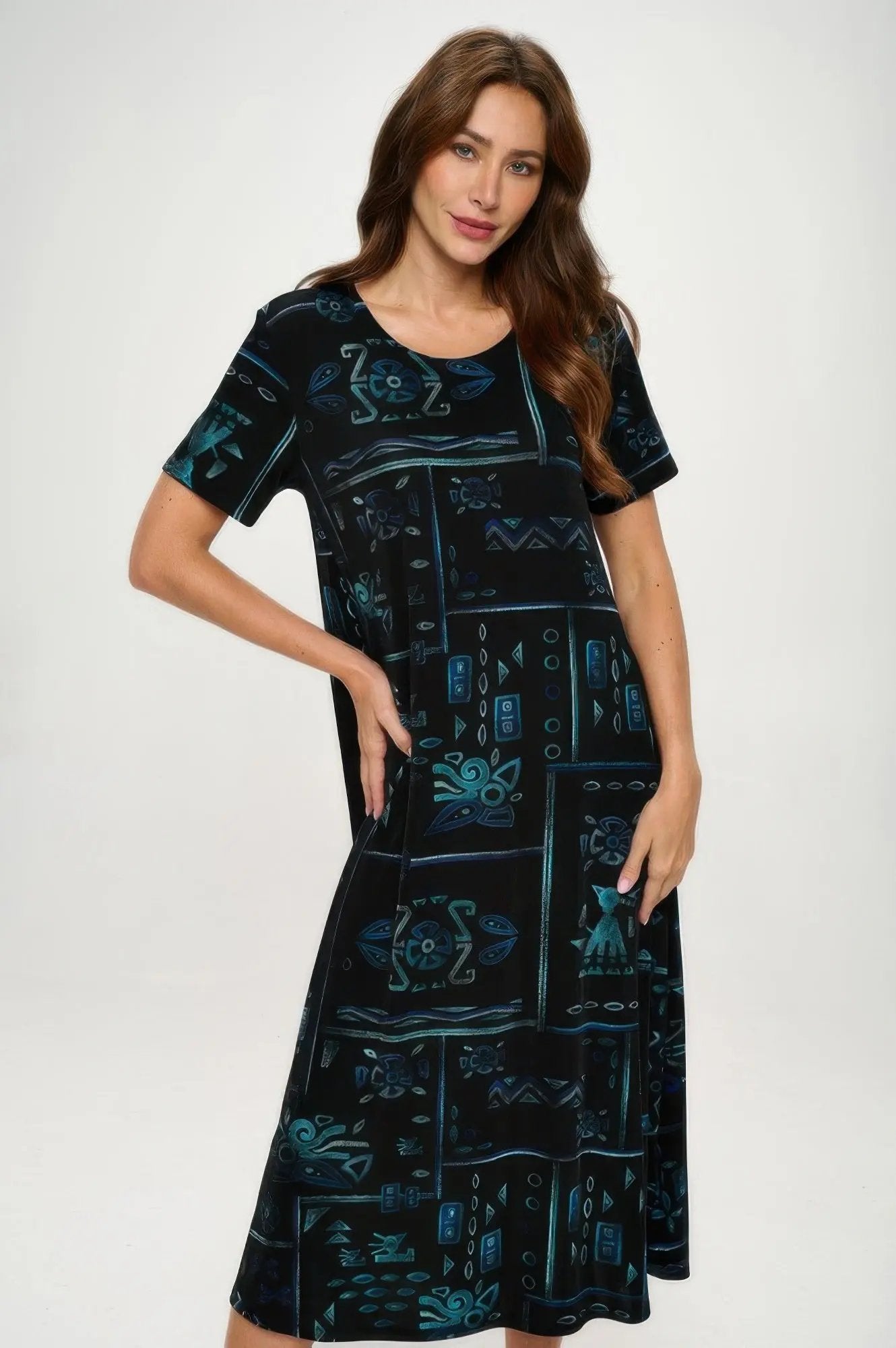 Plus Size Bns Print Long Dress - DressAffection