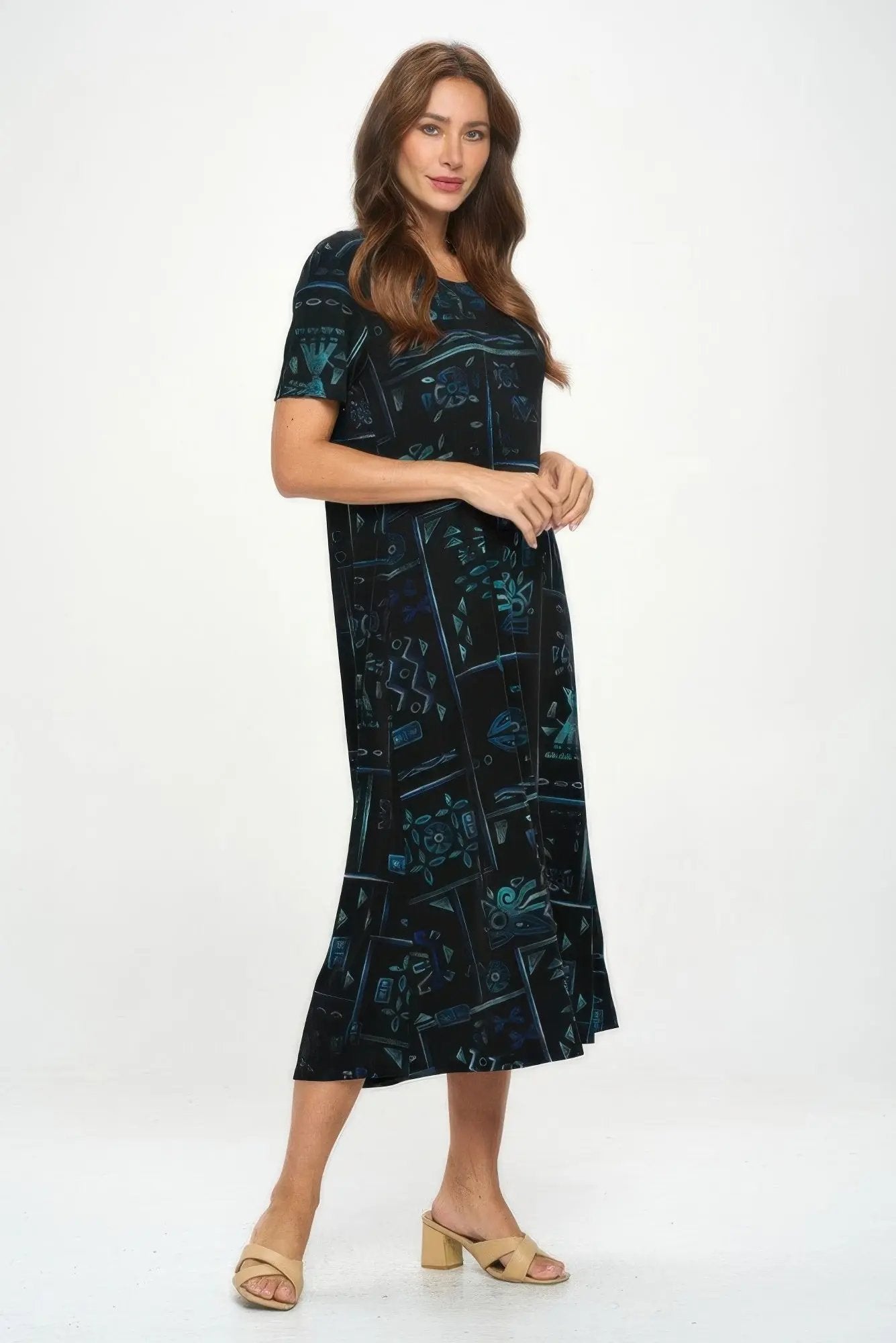 Plus Size Bns Print Long Dress - DressAffection