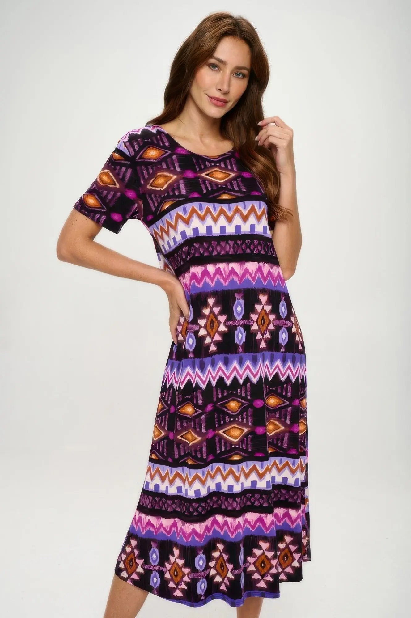 Plus Size Bns Print Long Dress - DressAffection