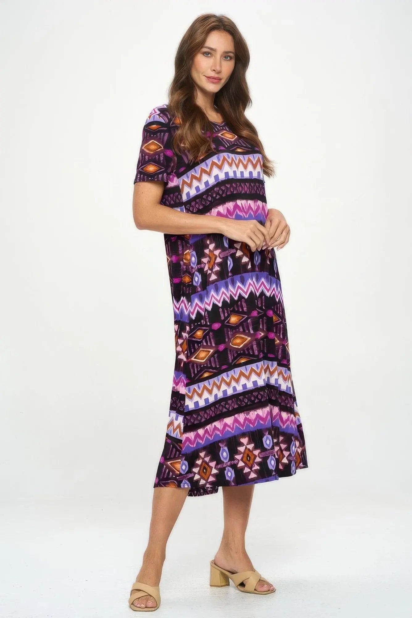 Plus Size Bns Print Long Dress - DressAffection