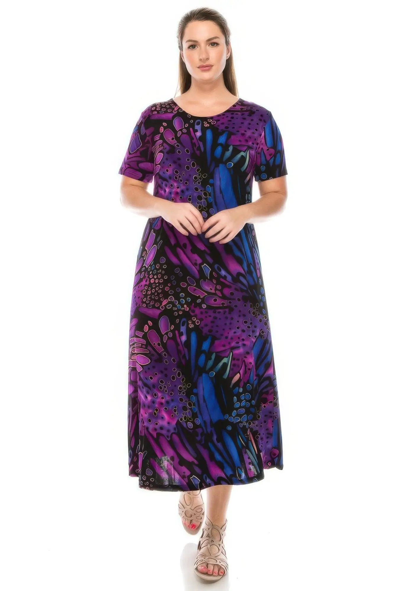 Plus Size Bns Print Long Dress - DressAffection