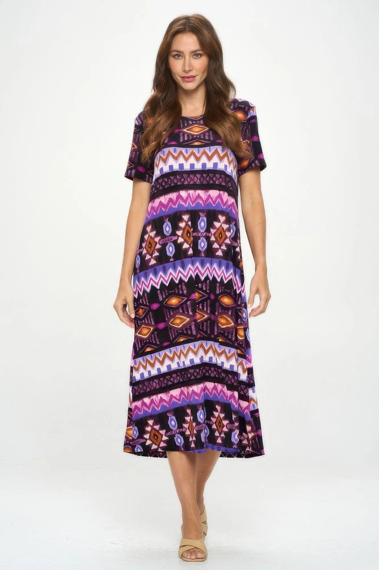 Plus Size Bns Print Long Dress - DressAffection