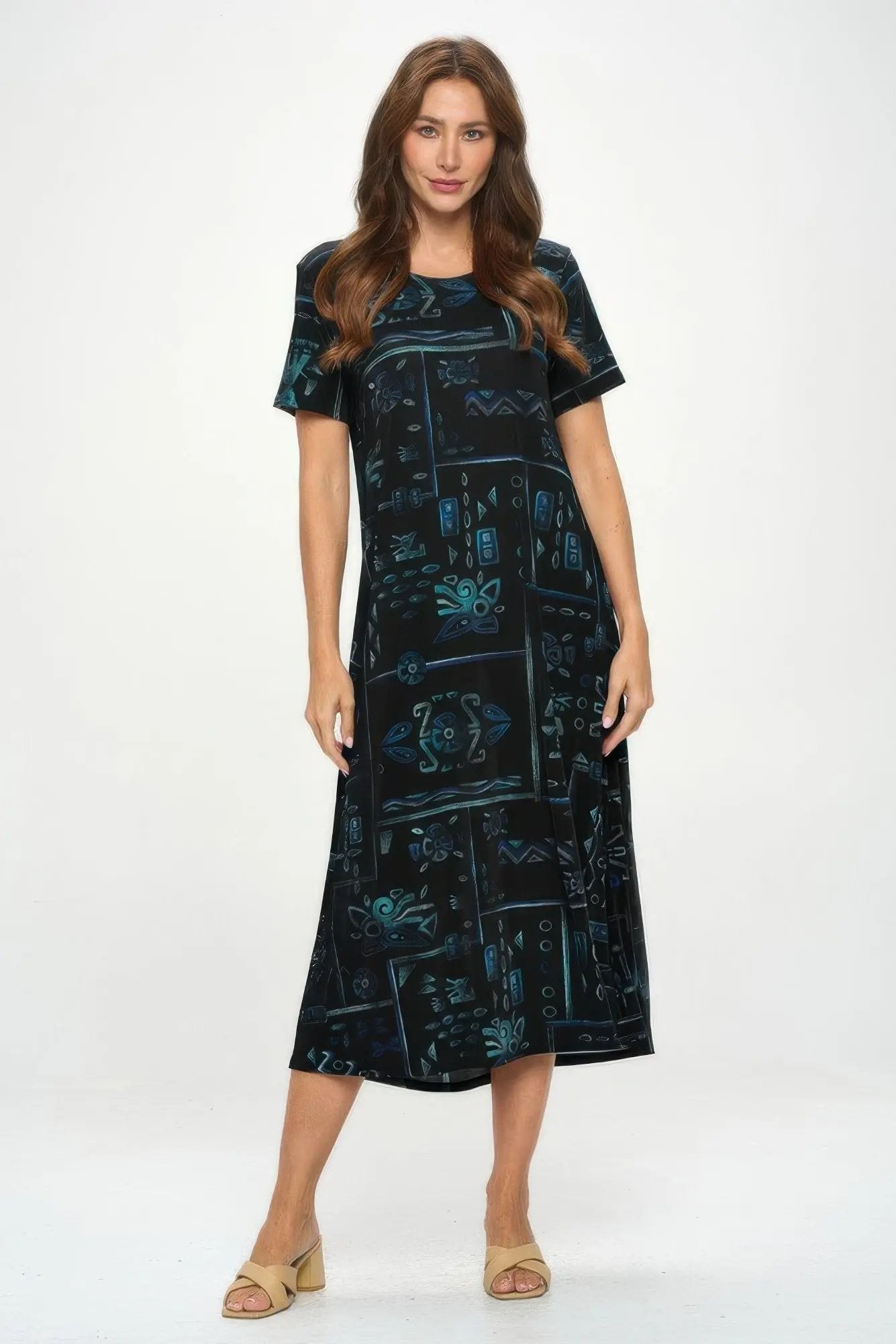 Plus Size Bns Print Long Dress - DressAffection