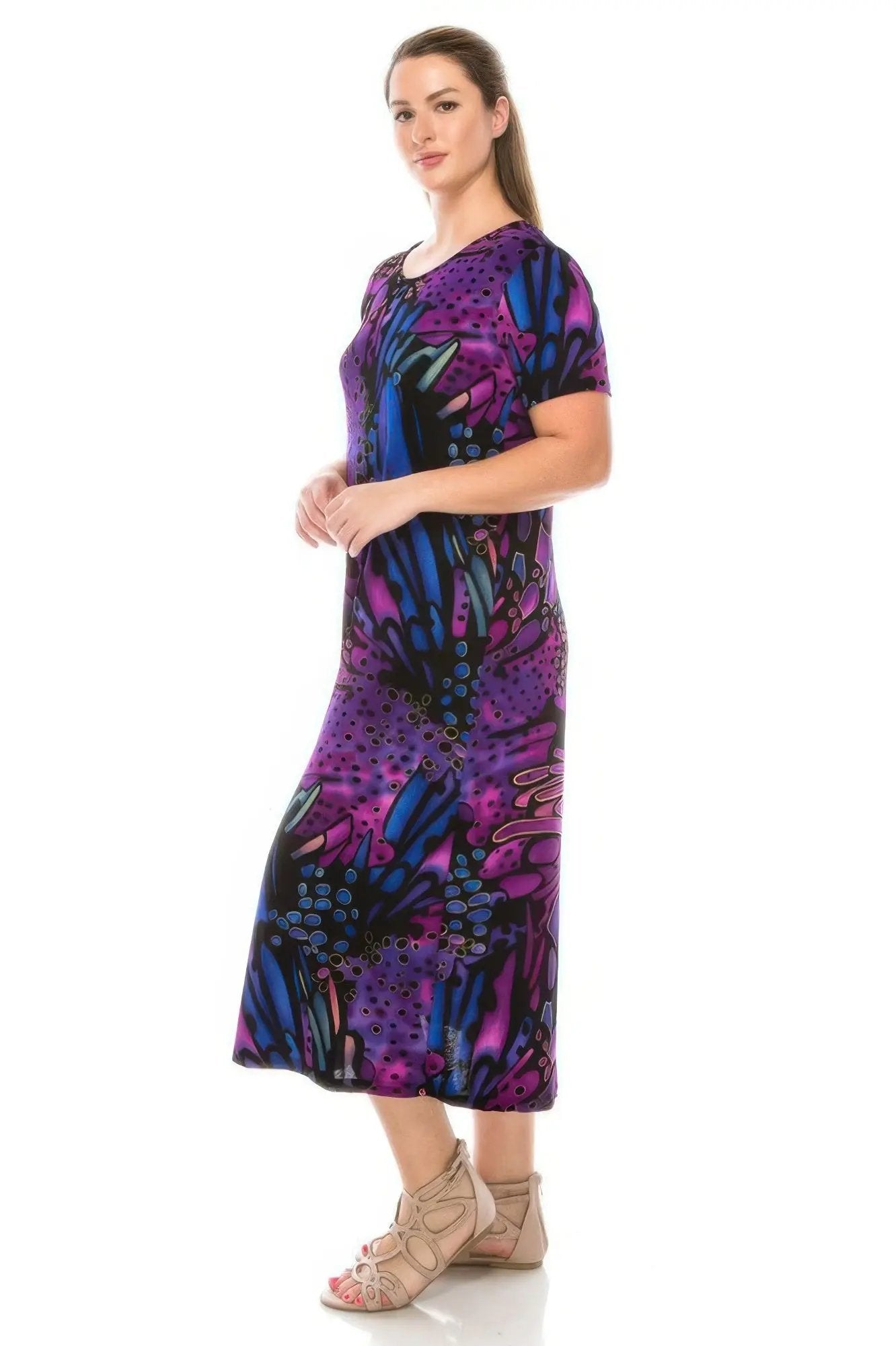 Plus Size Bns Print Long Dress - DressAffection