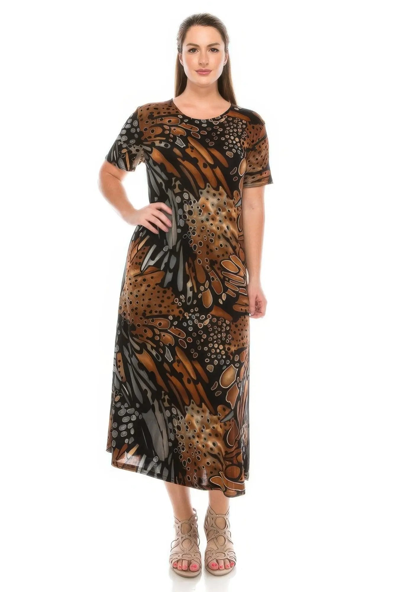 Plus Size Bns Print Long Dress - DressAffection
