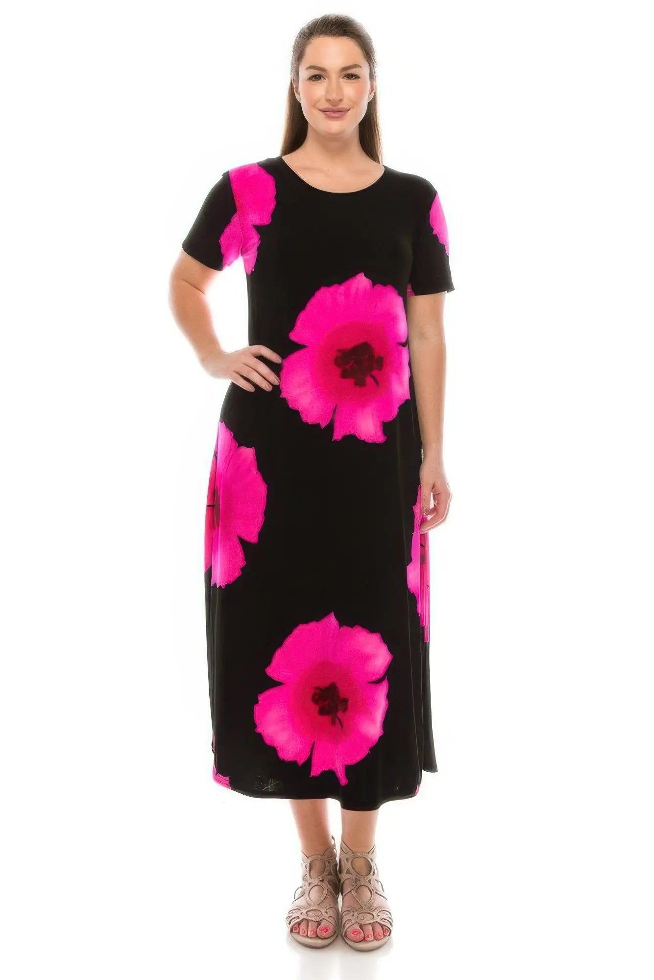 Plus Size Bns Print Long Dress - DressAffection