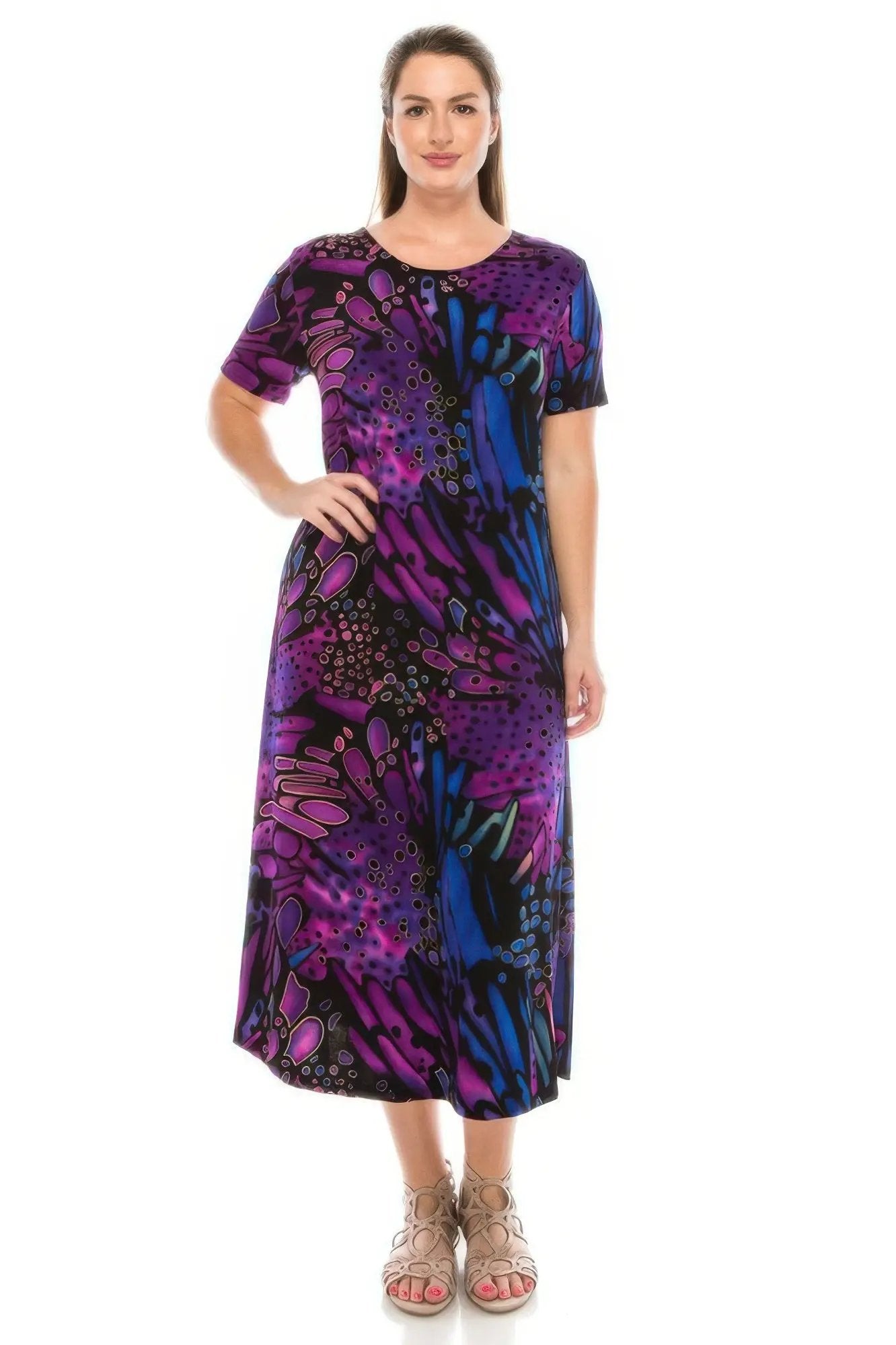 Plus Size Bns Print Long Dress - DressAffection