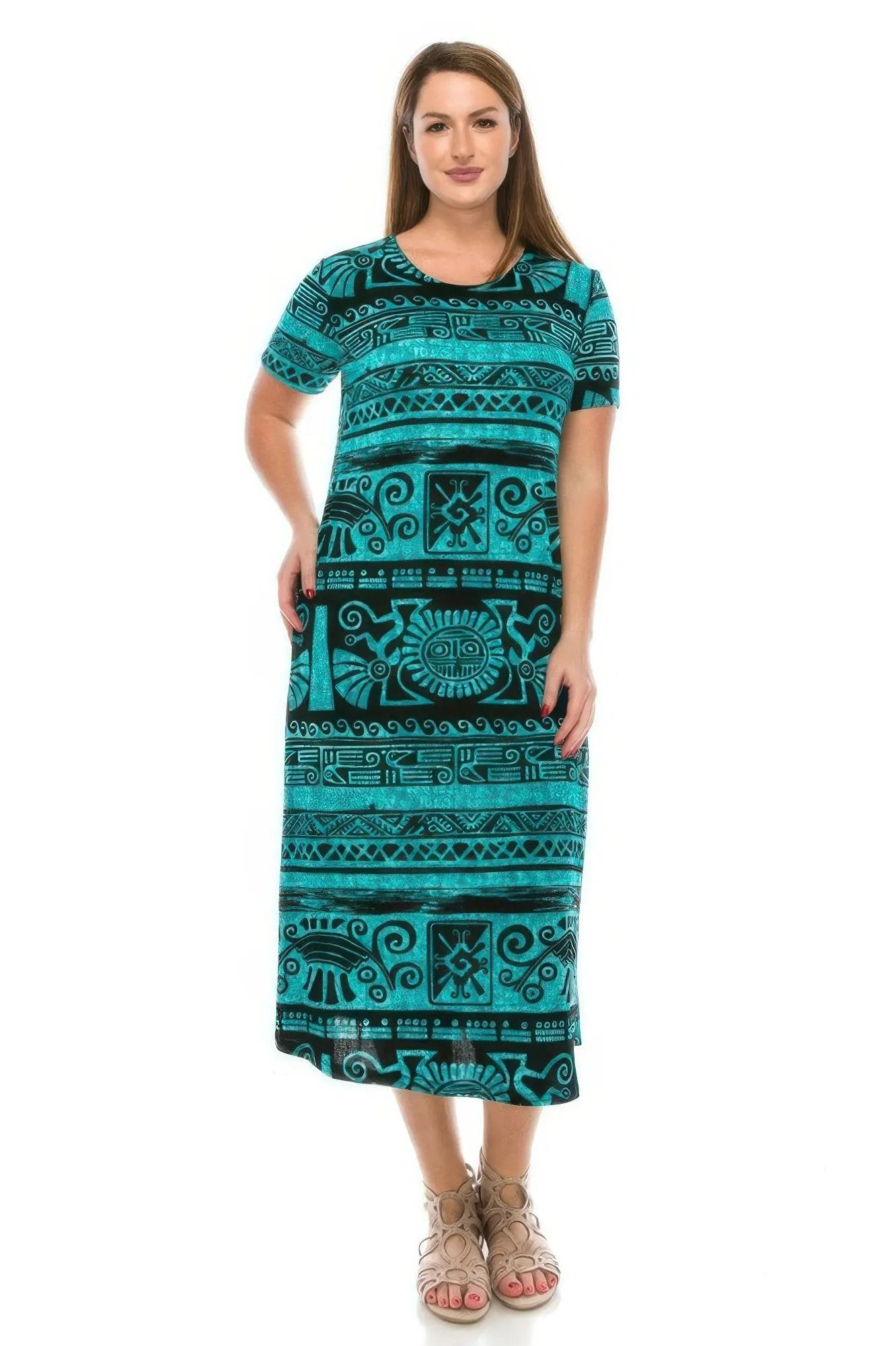 Plus Size Bns Print Long Dress - DressAffection