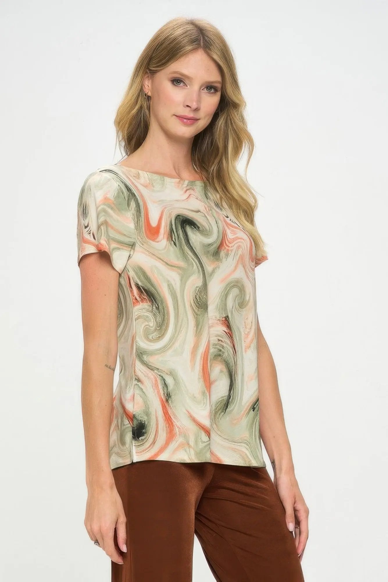 Plus Size Hit Boat Nk Short Sl Top - DressAffection