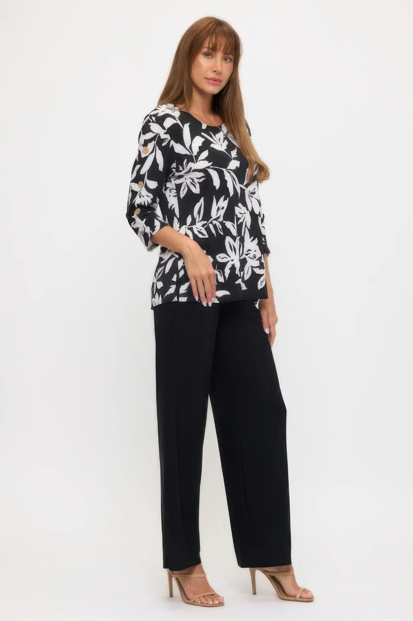 Plus Size Hit Side Button Sleeve Top - DressAffection