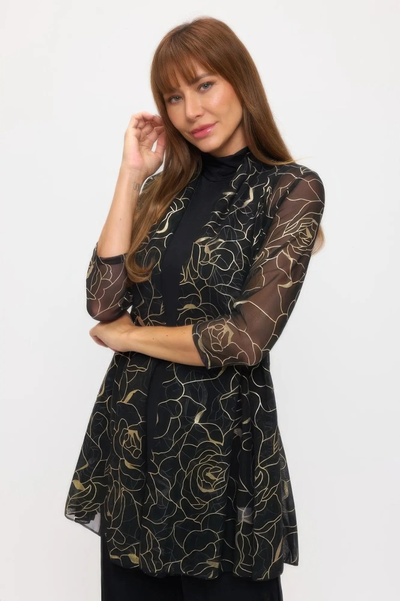 Plus Size Mesh Foil Princess Jacket - DressAffection