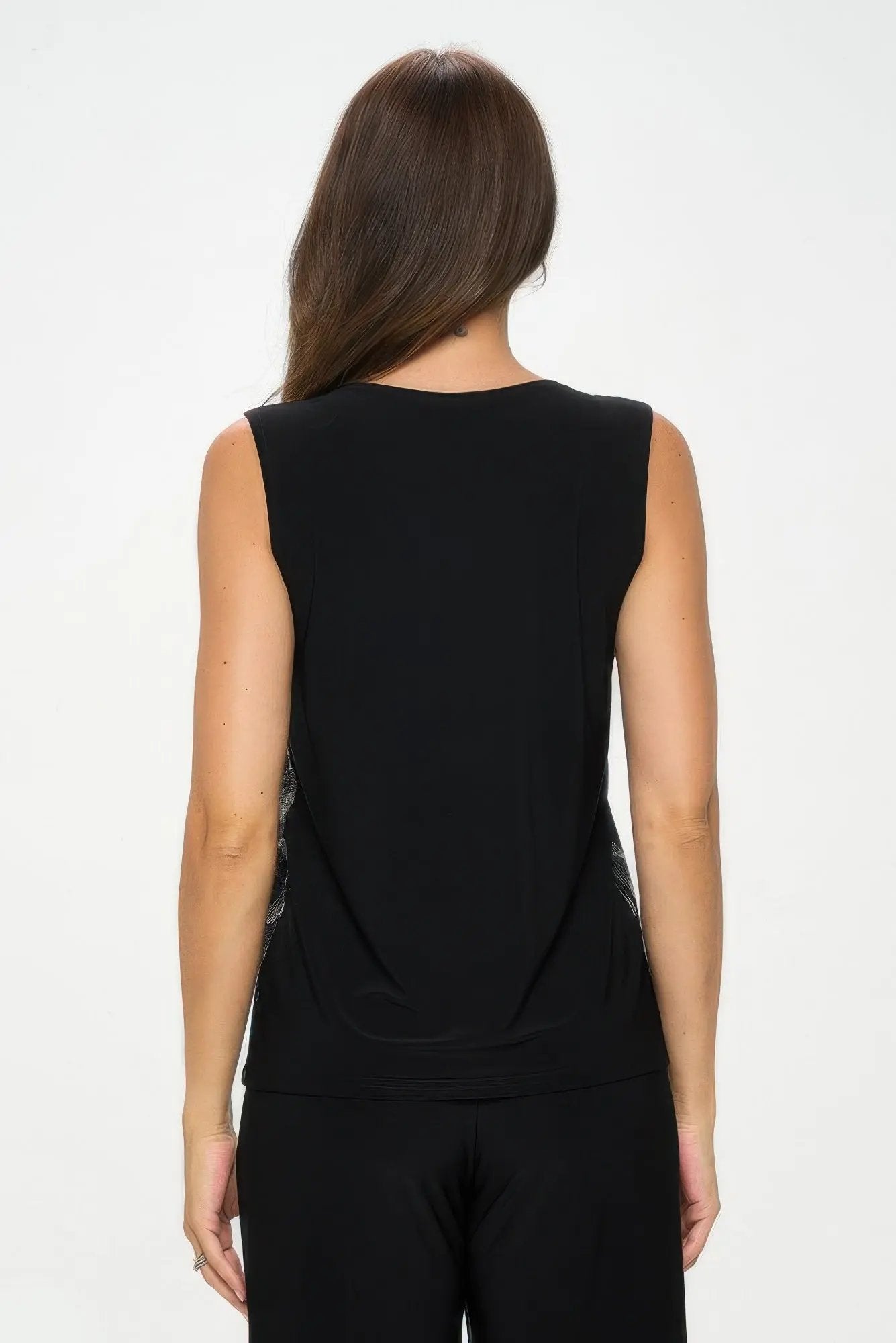 Plus Size Nylon Foil Contrast Tank Top - DressAffection