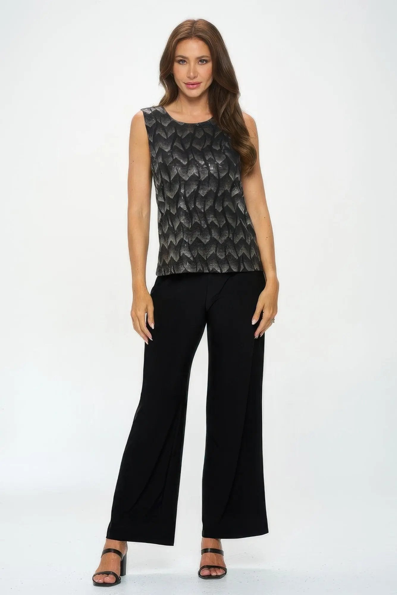 Plus Size Nylon Foil Contrast Tank Top - DressAffection