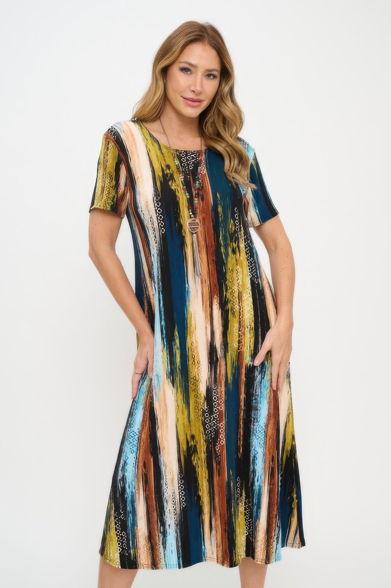 Plus Size Print Bns Long Dress - DressAffection