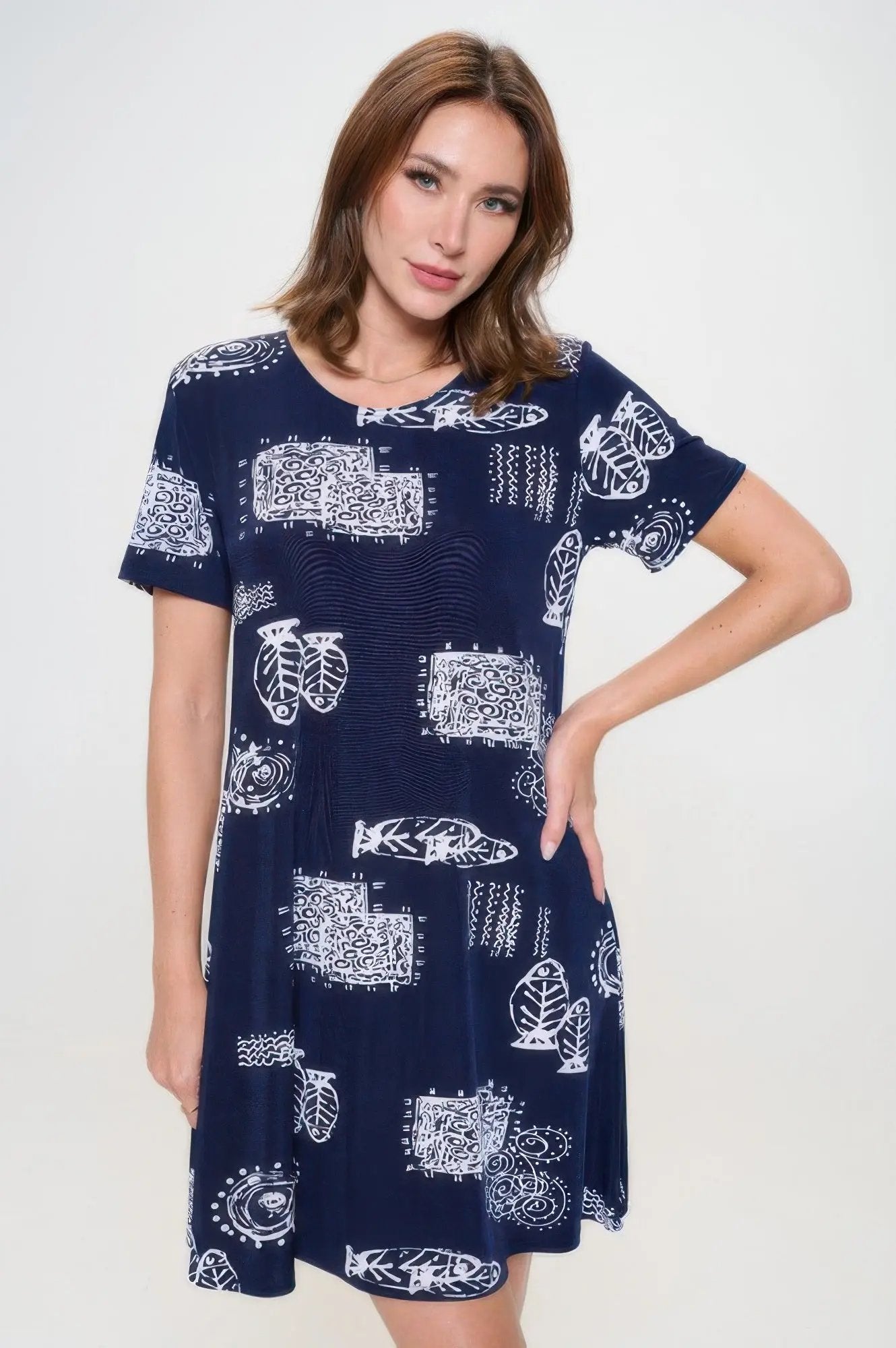 Plus Size Print Missy Dress Short Sleeve - DressAffection