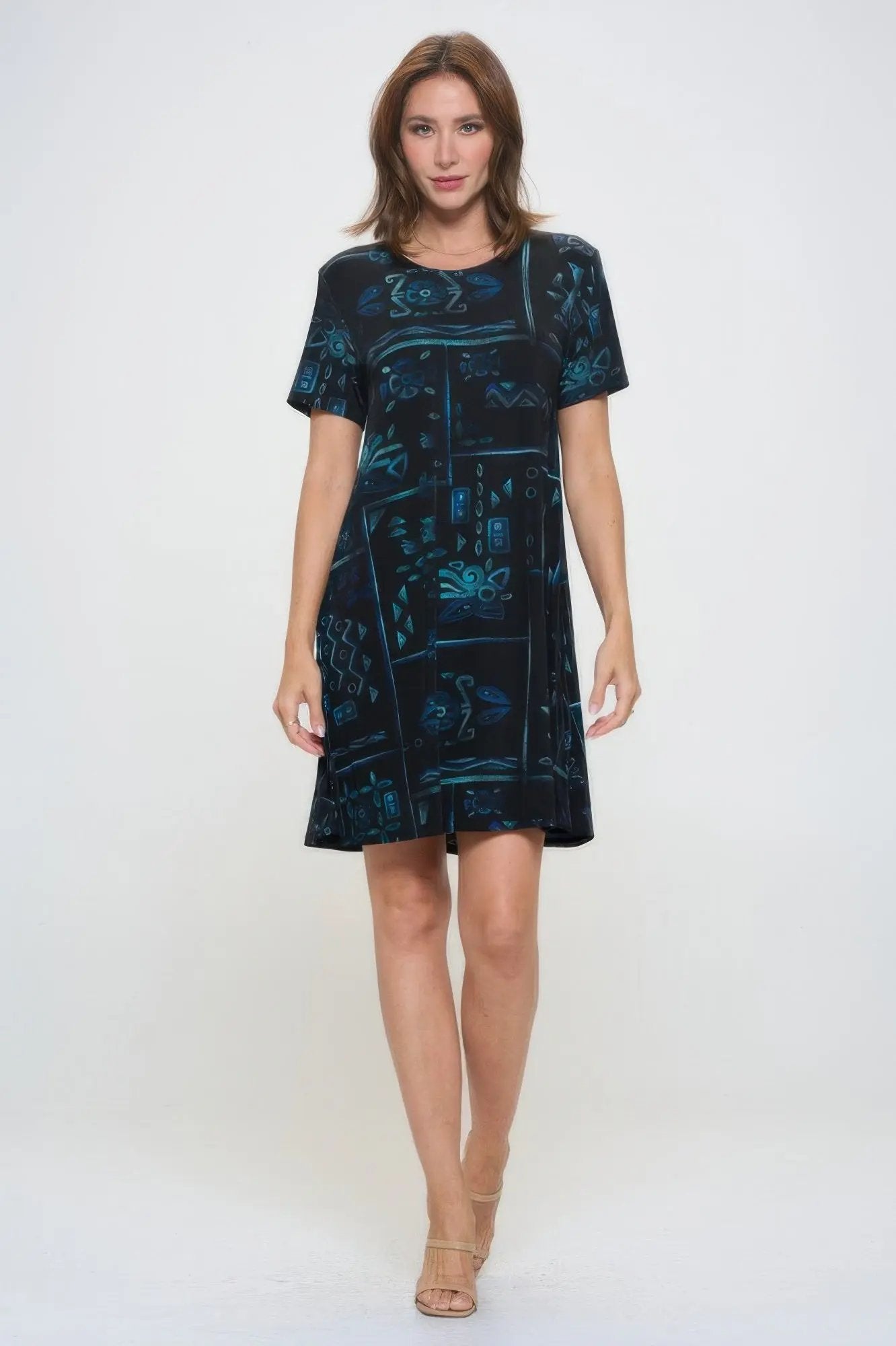Plus Size Print Missy Dress Short Sleeve - DressAffection