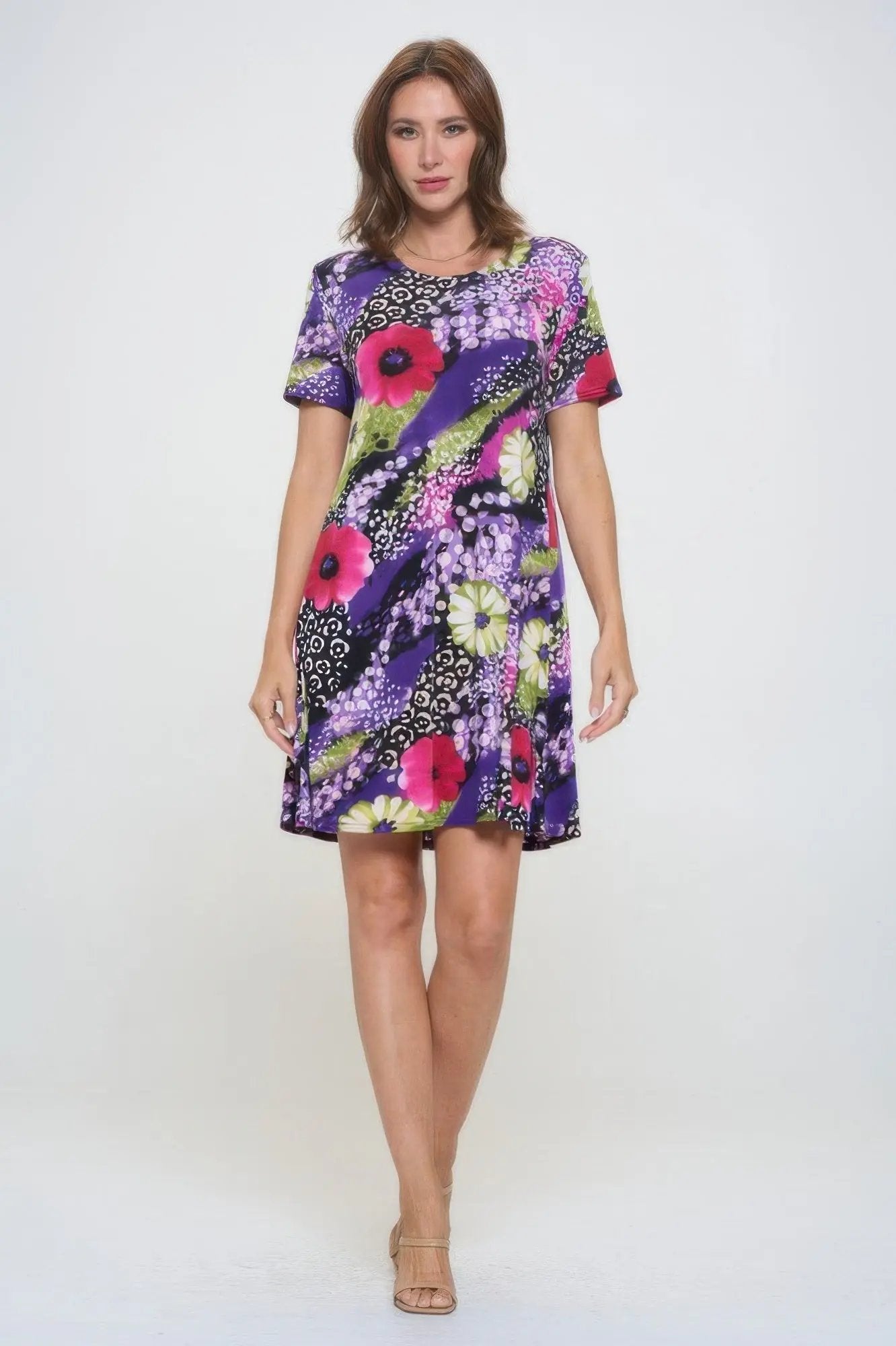 Plus Size Print Missy Dress Short Sleeve - DressAffection