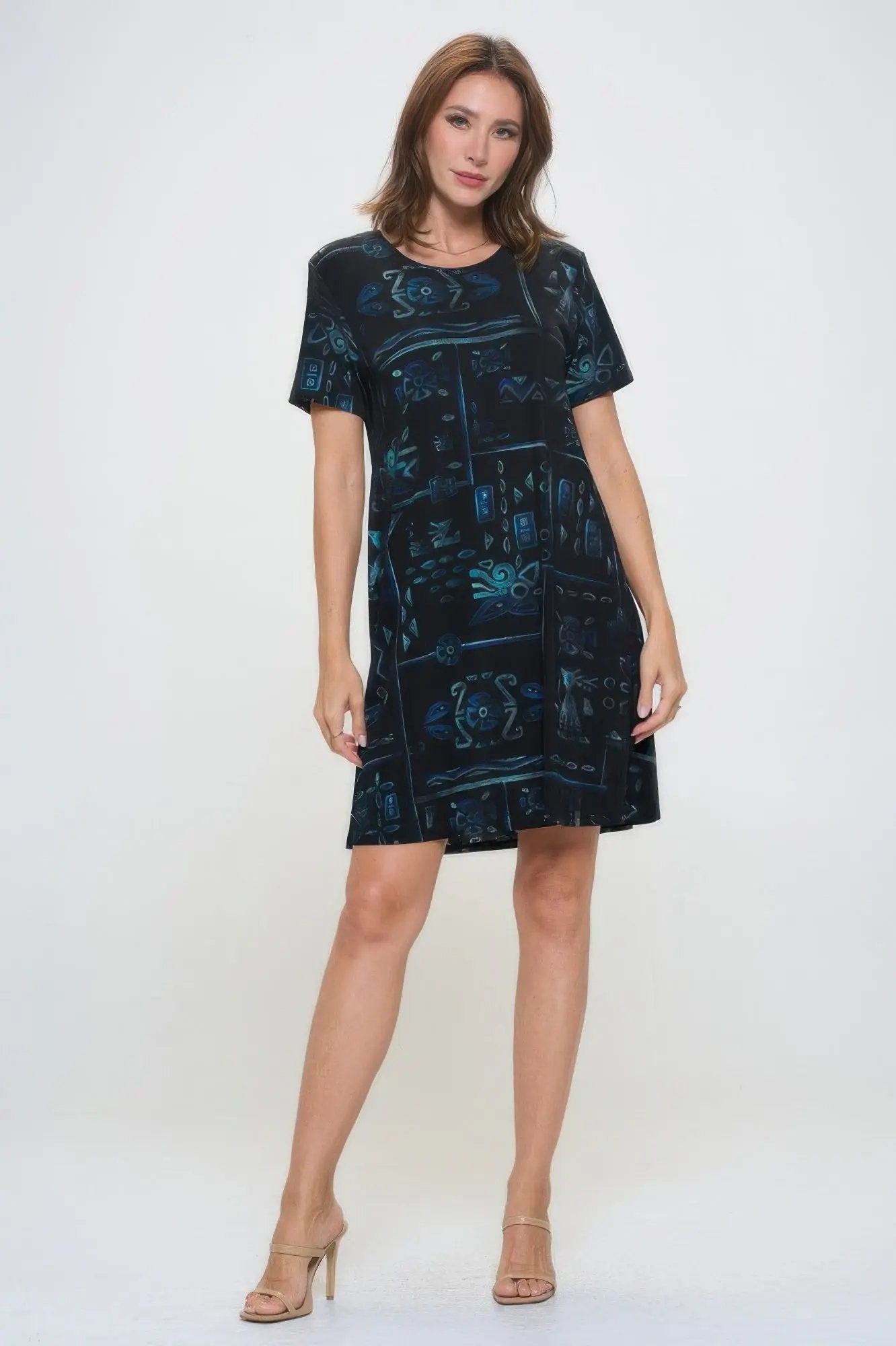Plus Size Print Missy Dress Short Sleeve - DressAffection