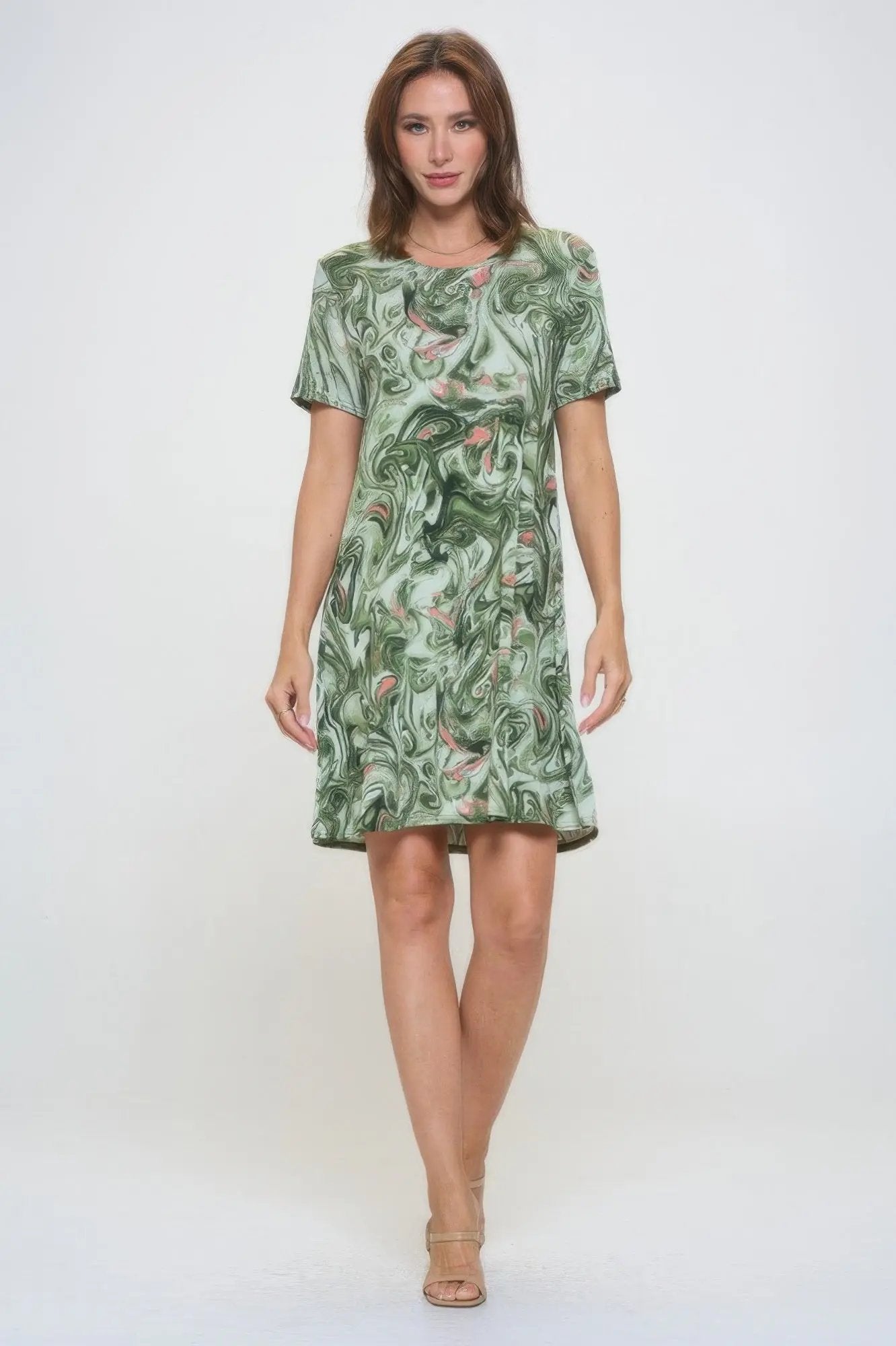Plus Size Print Missy Dress Short Sleeve - DressAffection