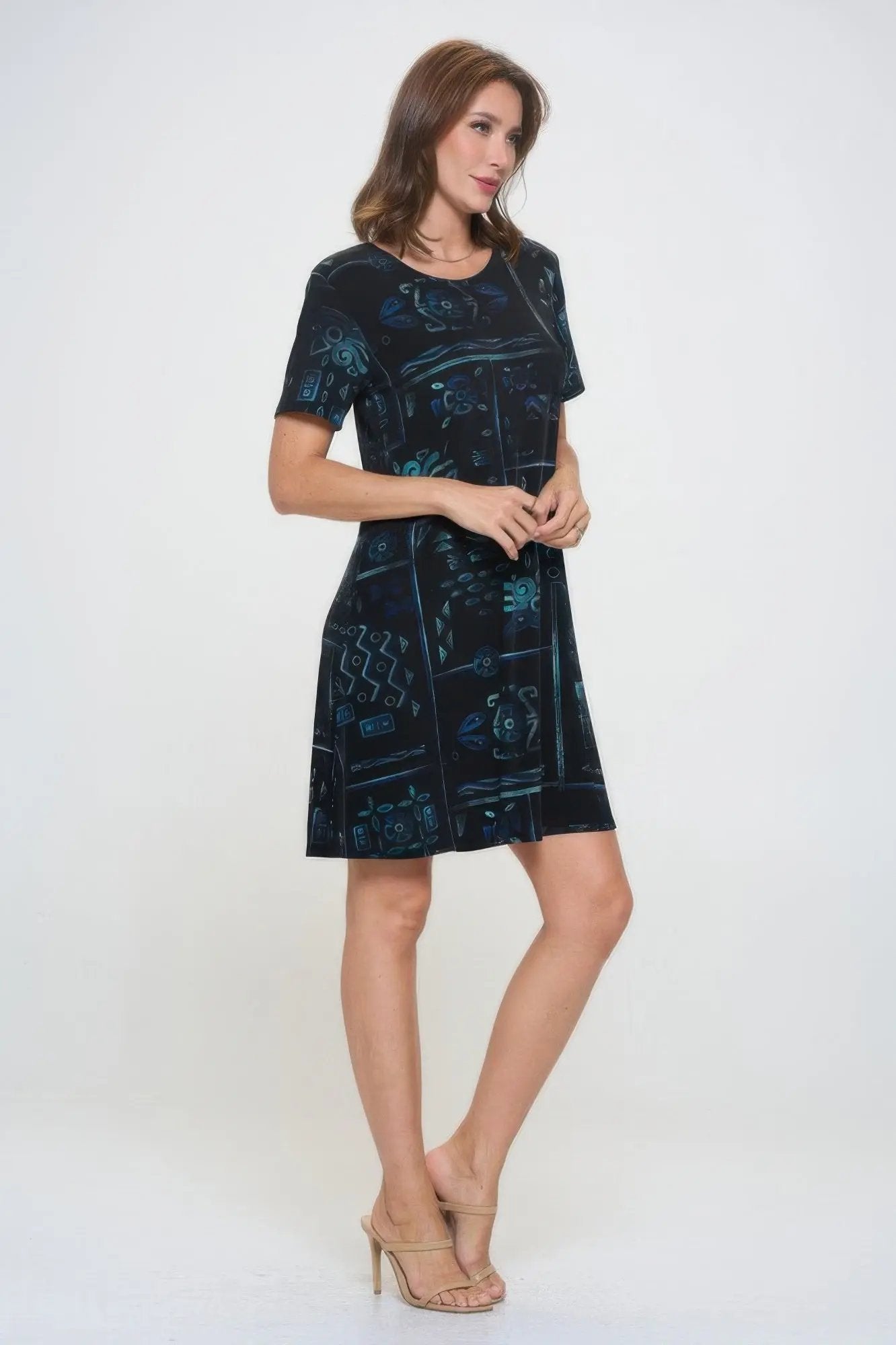 Plus Size Print Missy Dress Short Sleeve - DressAffection