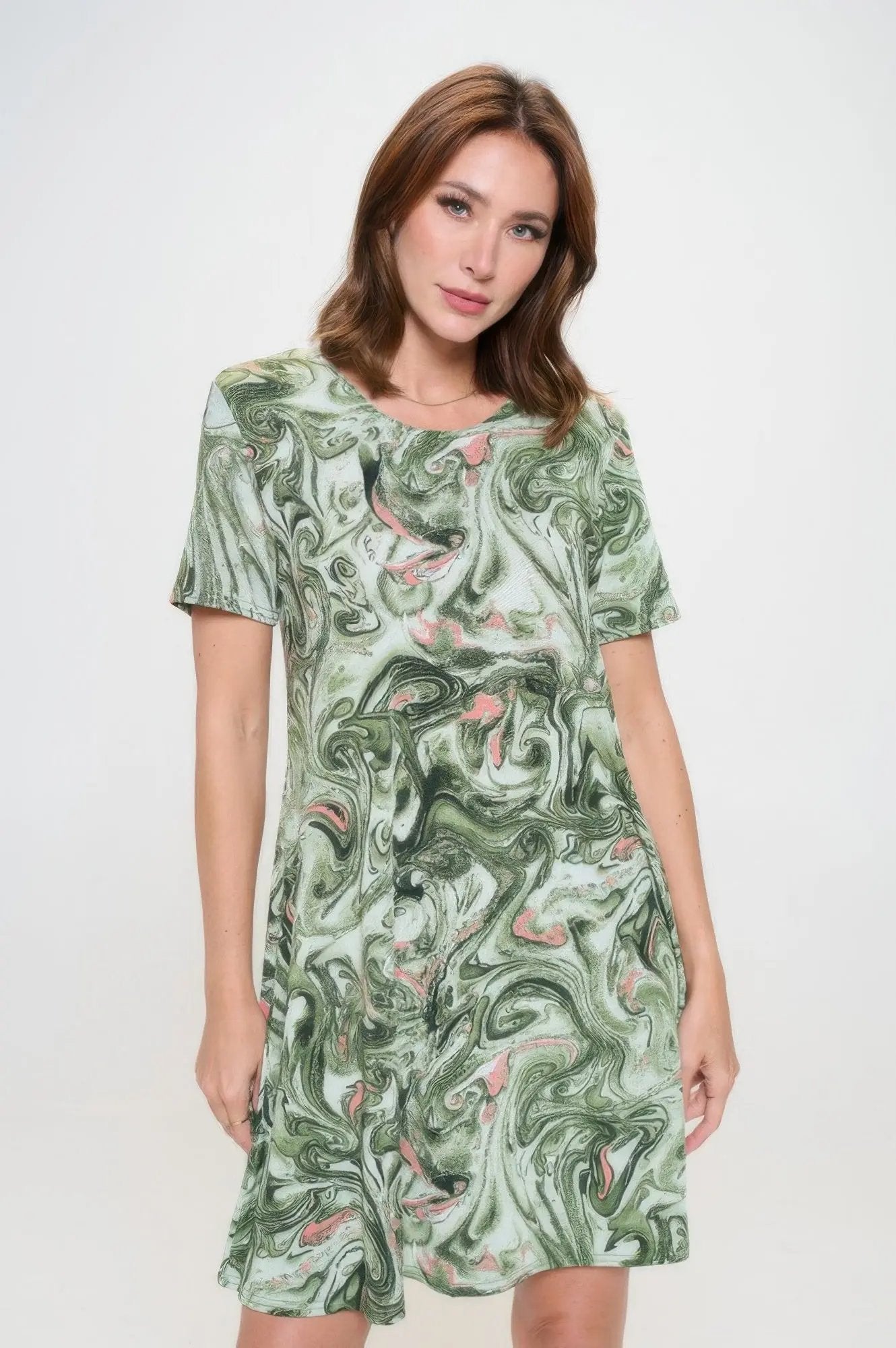 Plus Size Print Missy Dress Short Sleeve - DressAffection