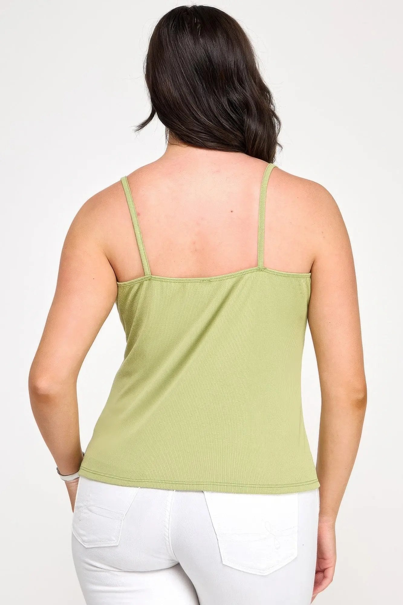 Plus Size Ribbed Knit Camisole With Lace Trim - DressAffection