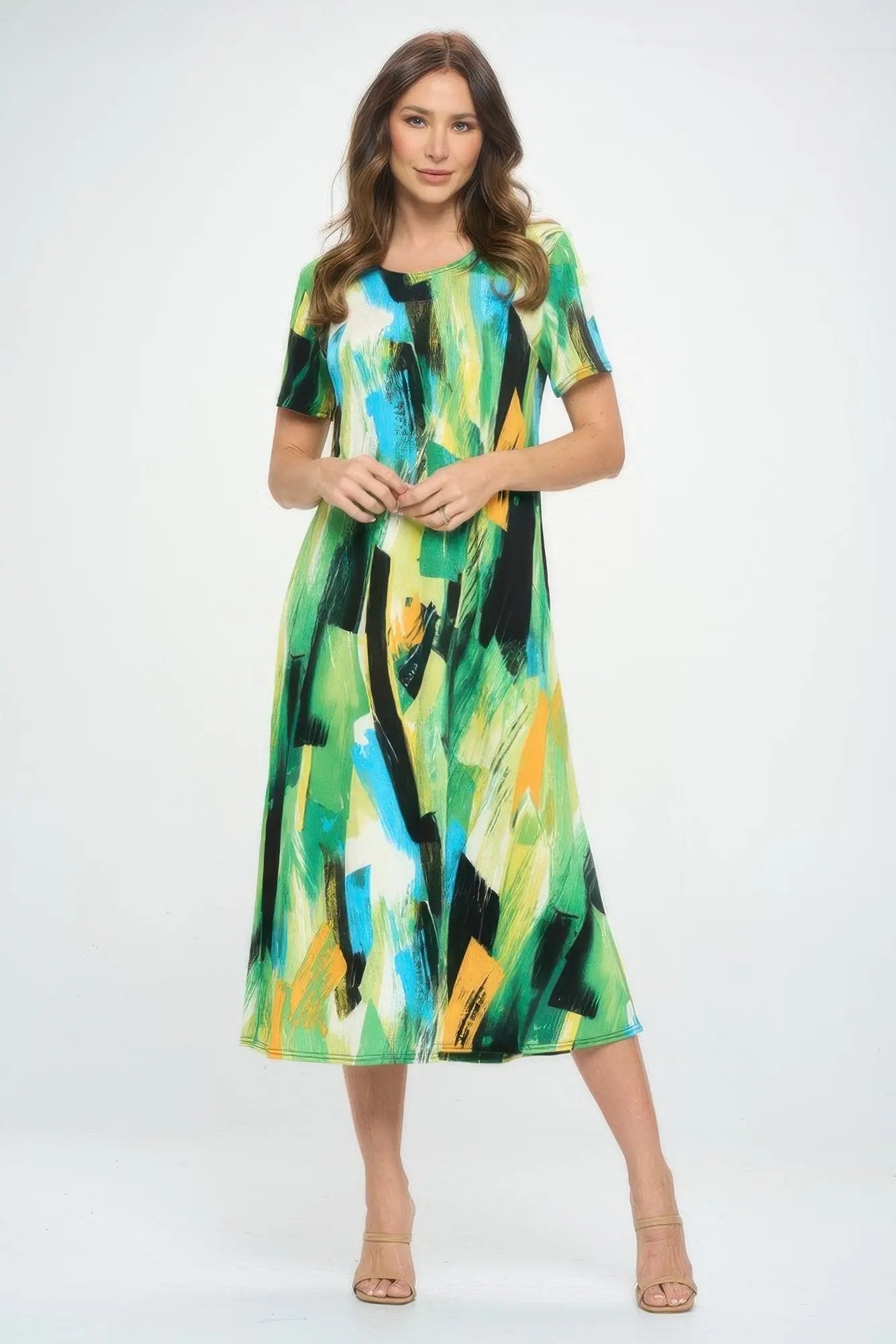 Plus Size Short Sleeve Bns Long Dress - DressAffection