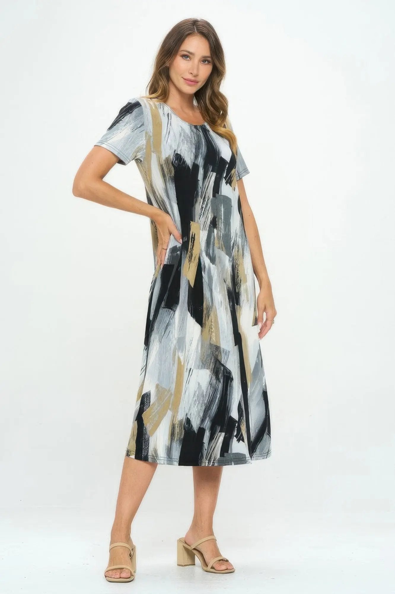 Plus Size Short Sleeve Bns Long Dress - DressAffection