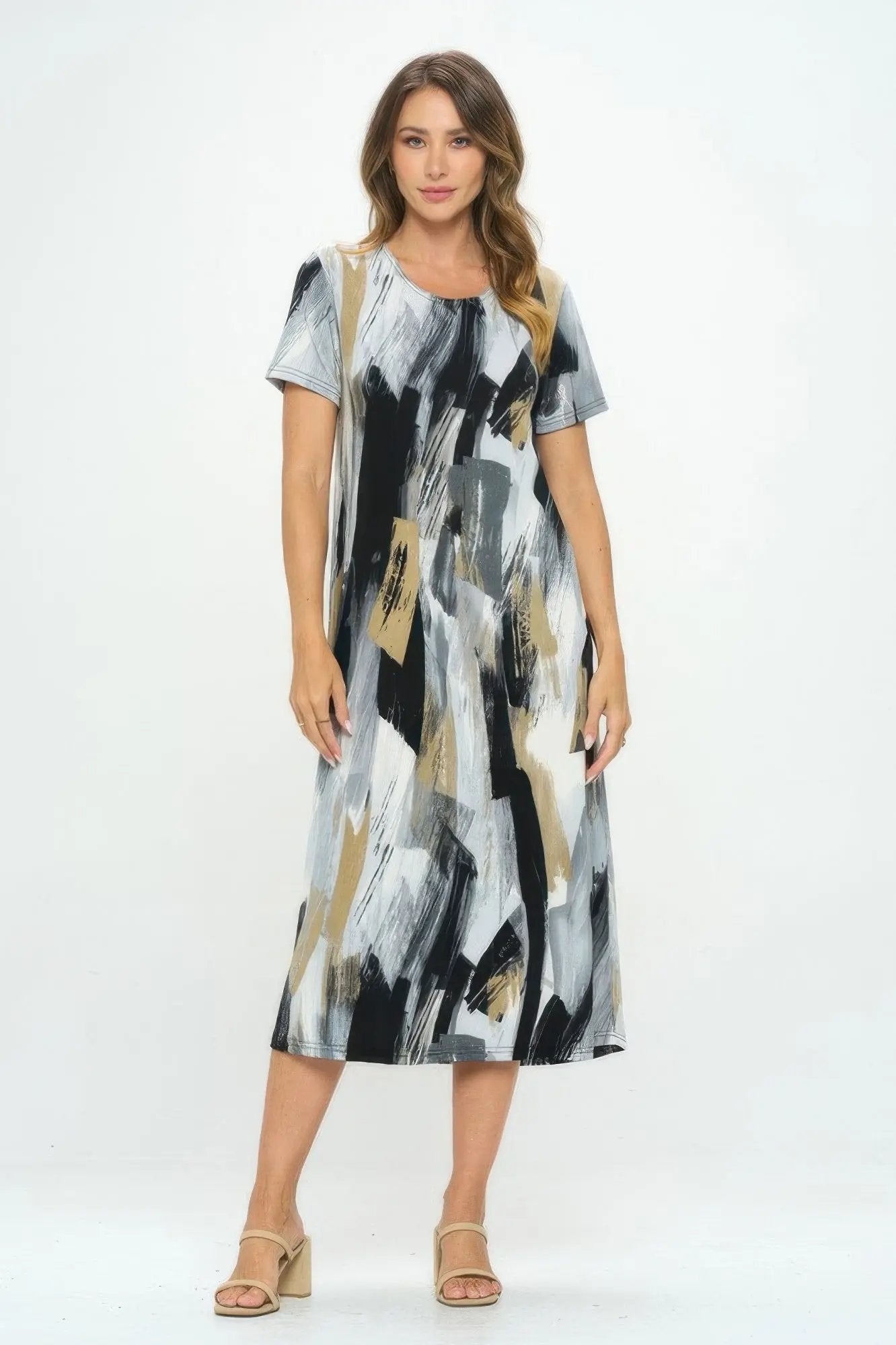 Plus Size Short Sleeve Bns Long Dress - DressAffection