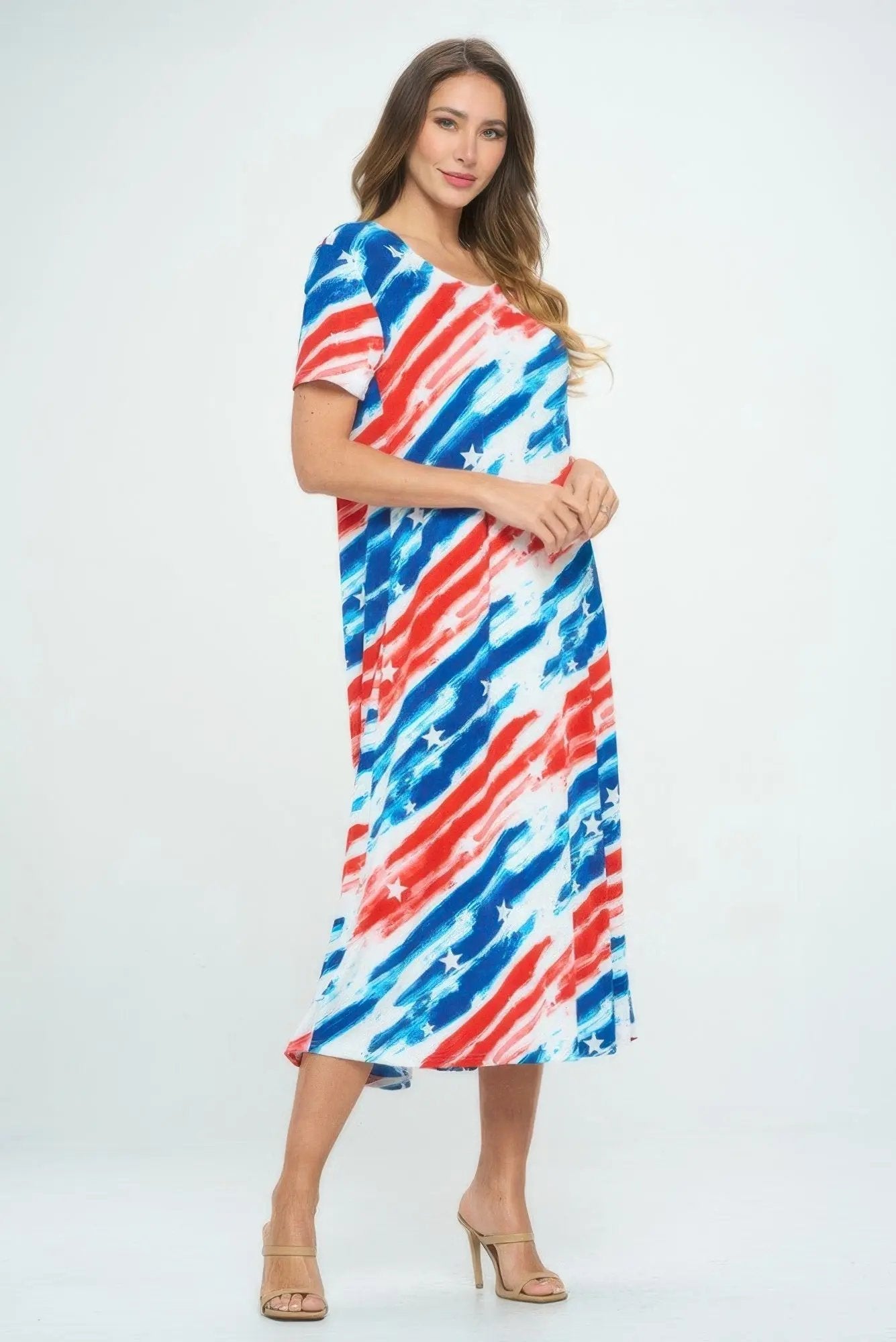 Plus Size Short Sleeve Bns Long Dress - DressAffection