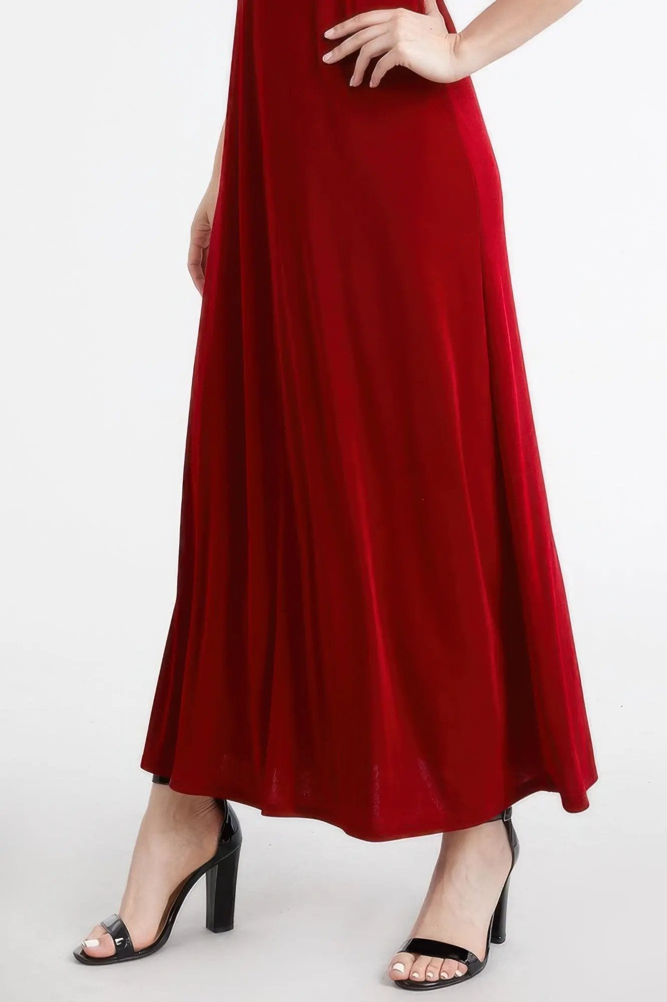 Plus Size Sleeveless Solid Acetate Long Maxi Dress - DressAffection