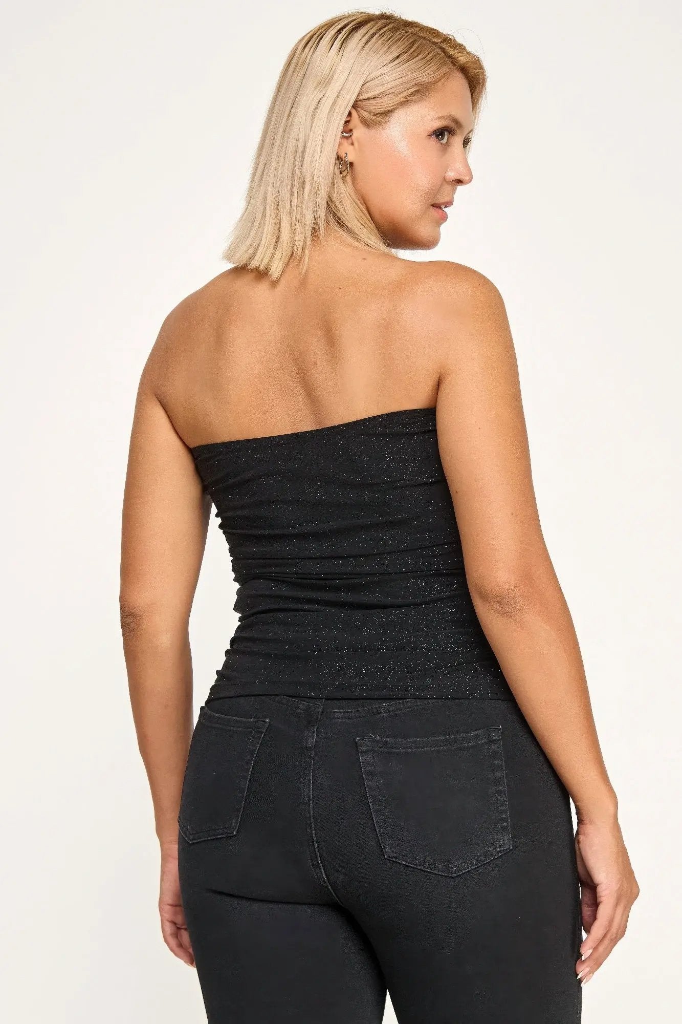 Plus Size Strapless Glitter Bandeau Top - DressAffection