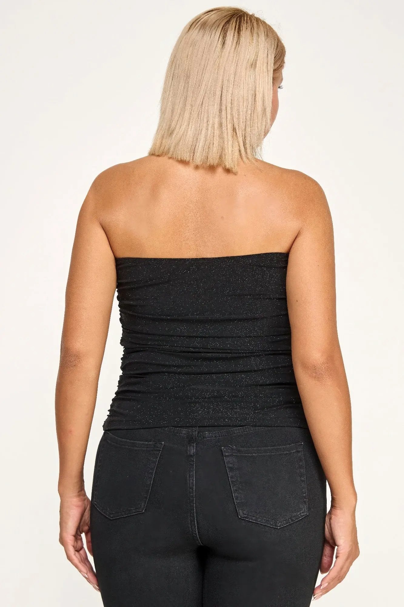 Plus Size Strapless Glitter Bandeau Top - DressAffection