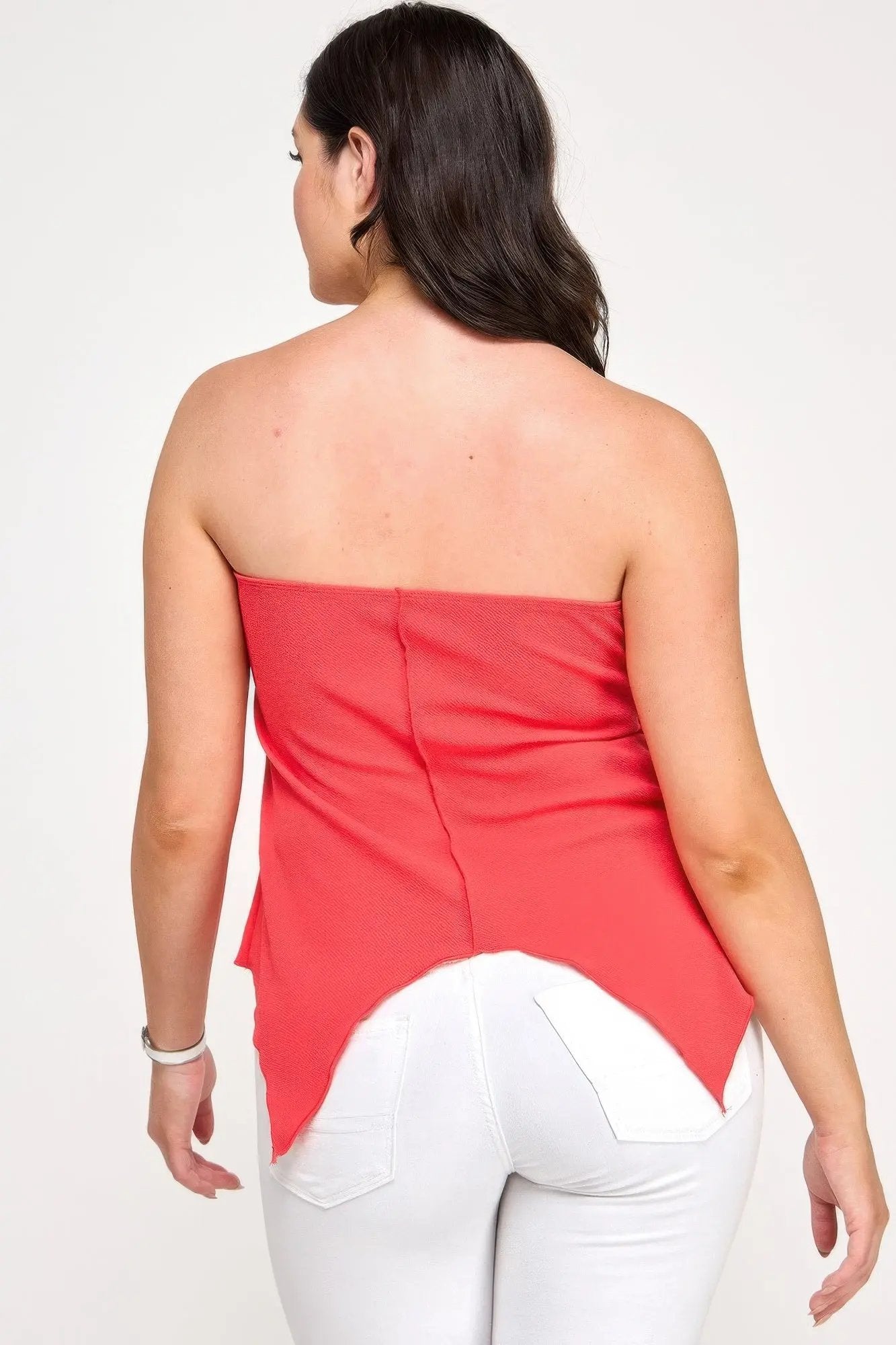 Plus Size Strapless O-ring Asymmetric Top - DressAffection