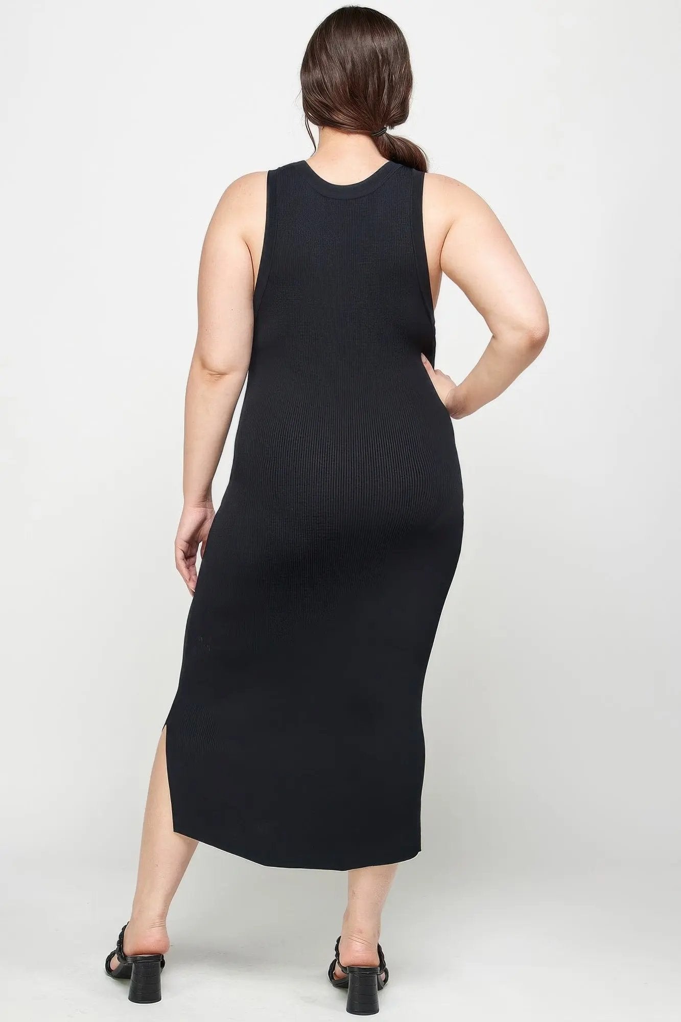Plus Size Stretchy Racer Back Midi Dress - DressAffection