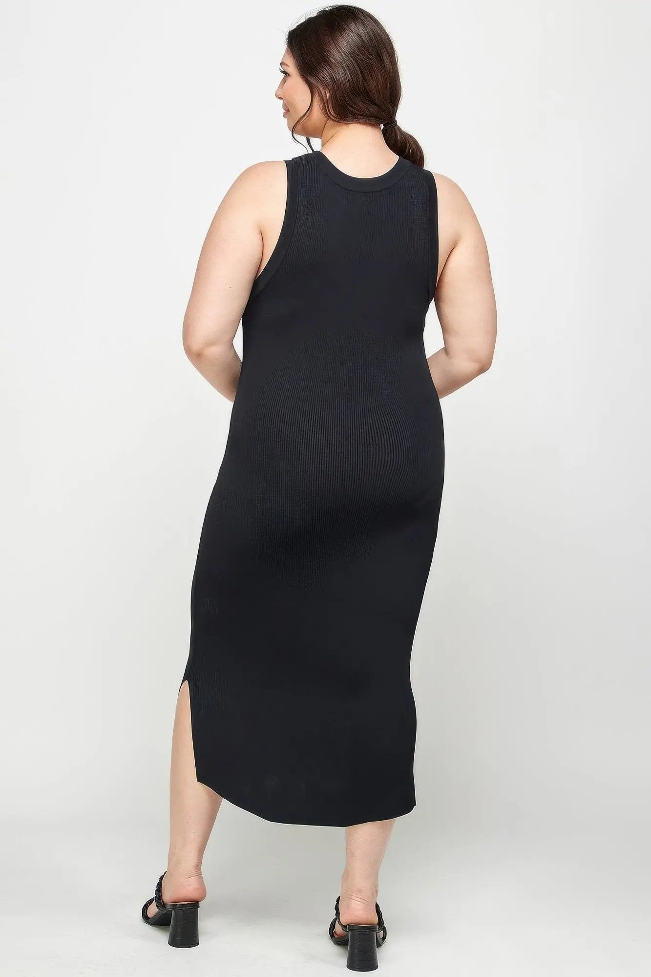 Plus Size Stretchy Racer Back Midi Dress - DressAffection