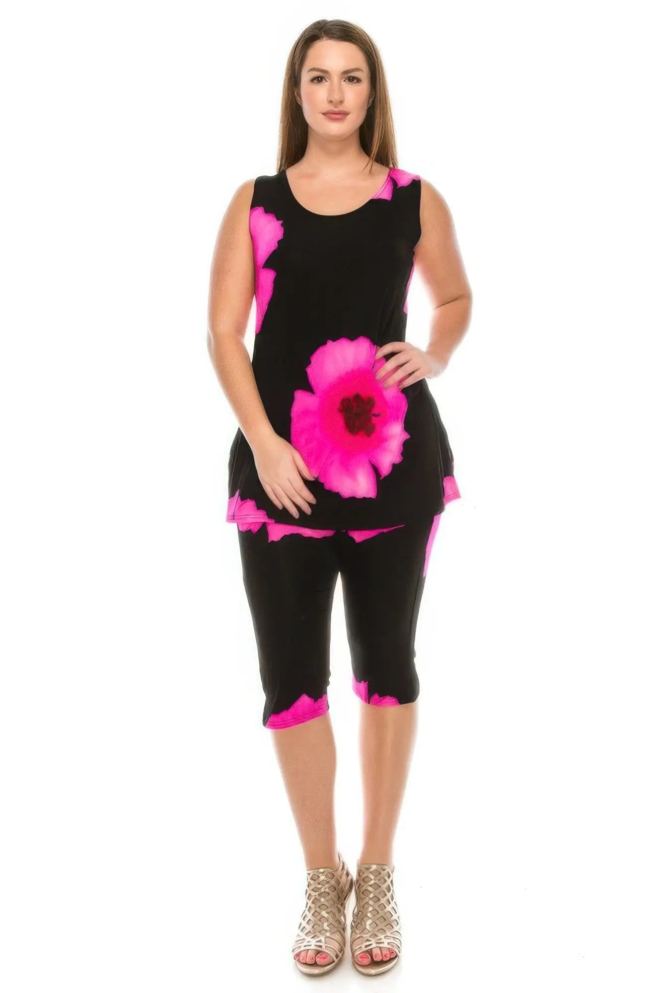 Plus Size Tank Capri Pant Set - DressAffection