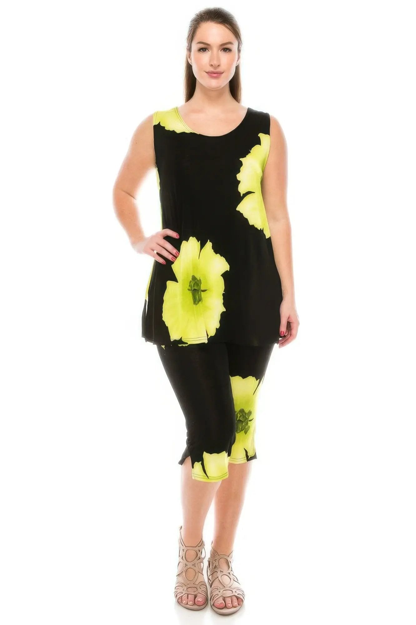 Plus Size Tank Capri Pant Set - DressAffection