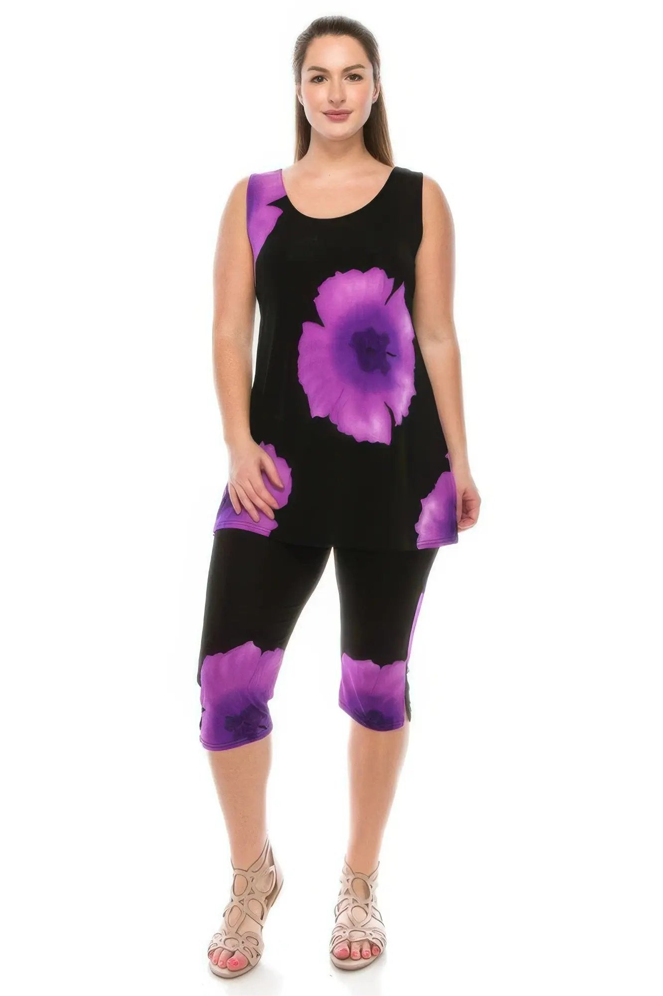 Plus Size Tank Capri Pant Set - DressAffection