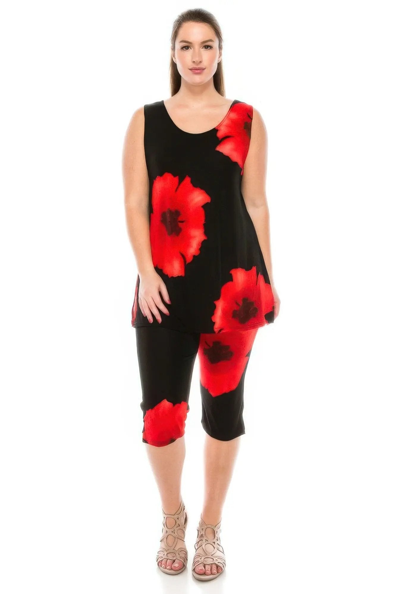 Plus Size Tank Capri Pant Set - DressAffection